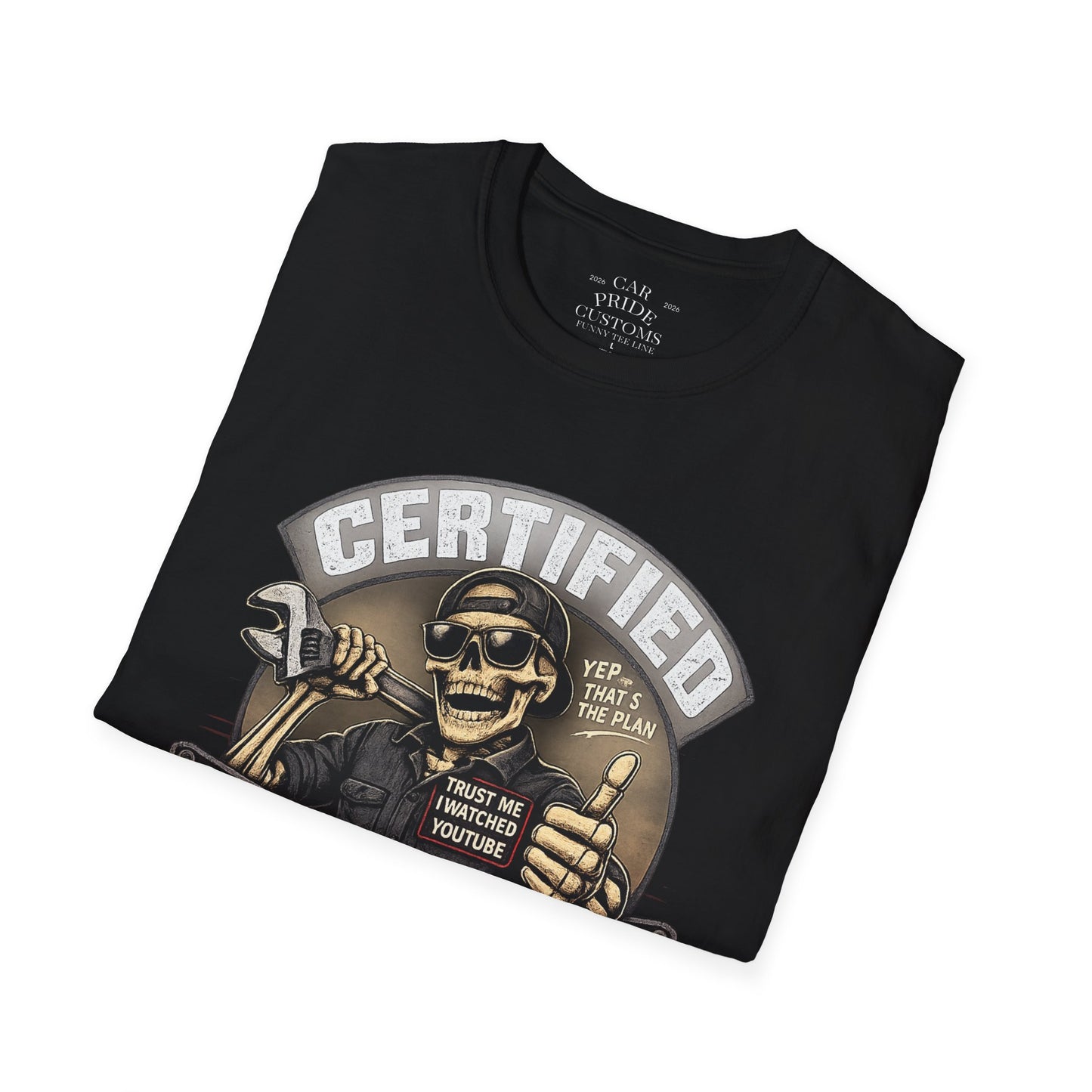 Certified Mechanic Skull T-Shirt | Funny Car Lover T-Shirt | Fathers Day Gift for Dad | Hot Rod | Car Lover Gift