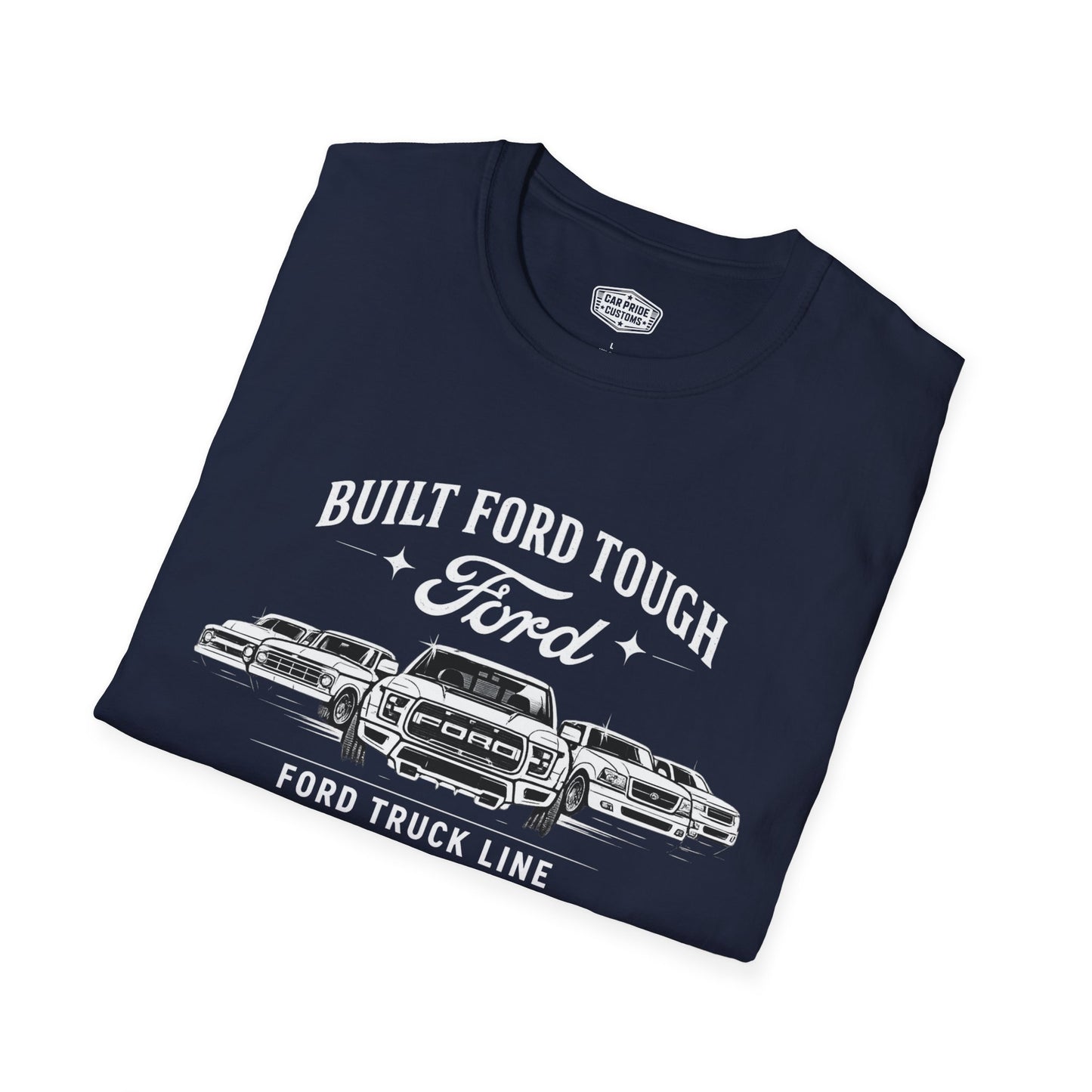 Ford Truck Line Evolution T-Shirt | Built Ford Tough Pickup Graphic Tee | Classic Ford Shirt for Truck Guys