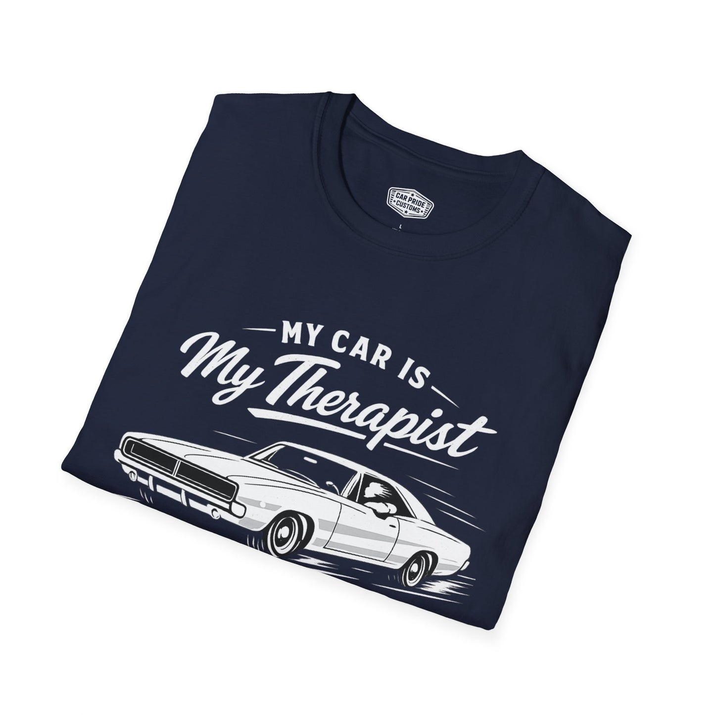 My Car is My Therapist | 1968 Dodge Charger T-Shirt | Funny Mopar Muscle Car Graphic Tee | Classic Dodge Shirt