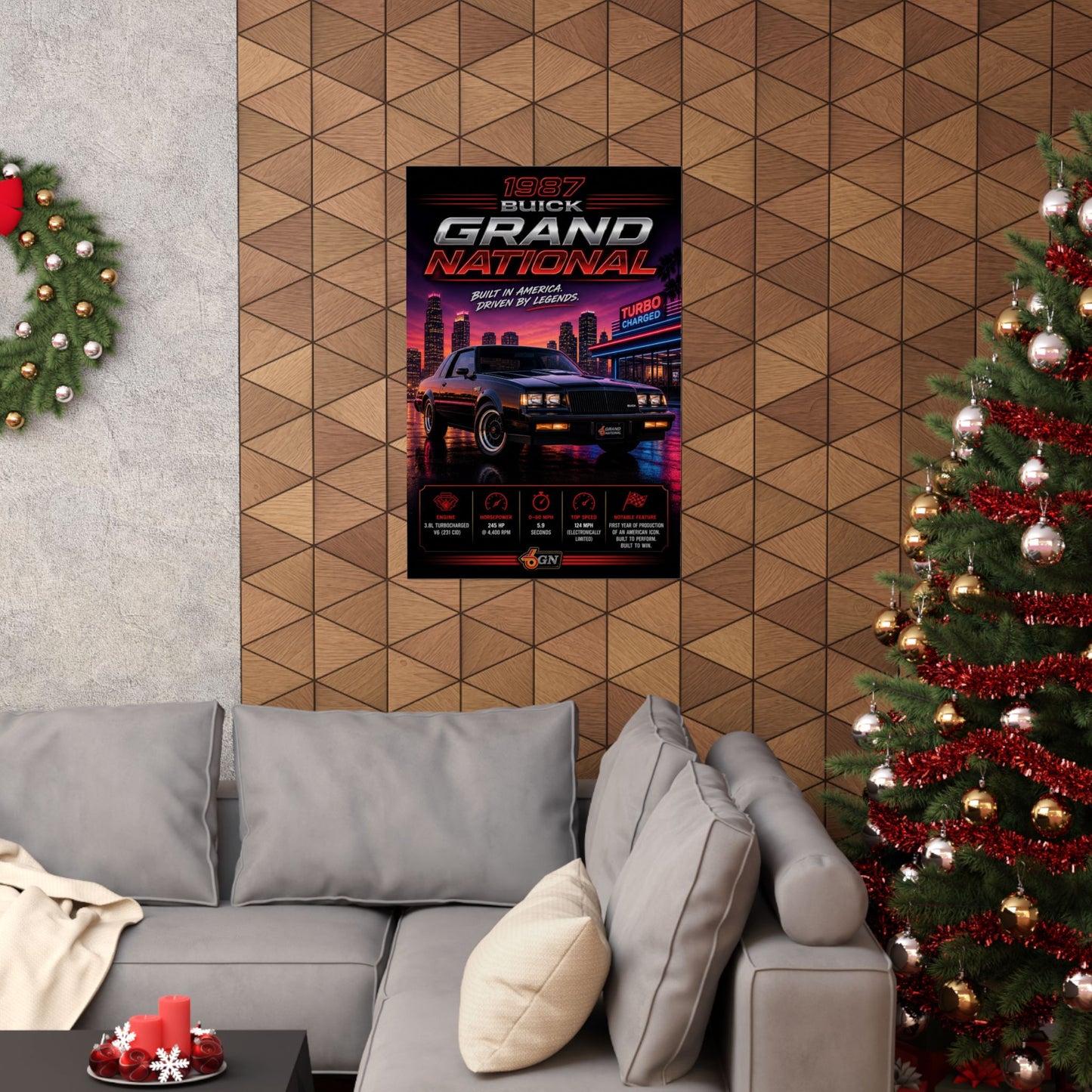 1987 Buick Grand National Poster | Turbo Muscle Car Wall Art | Classic Buick GN Print | Neon City Car Poster | Car Enthusiast Gift