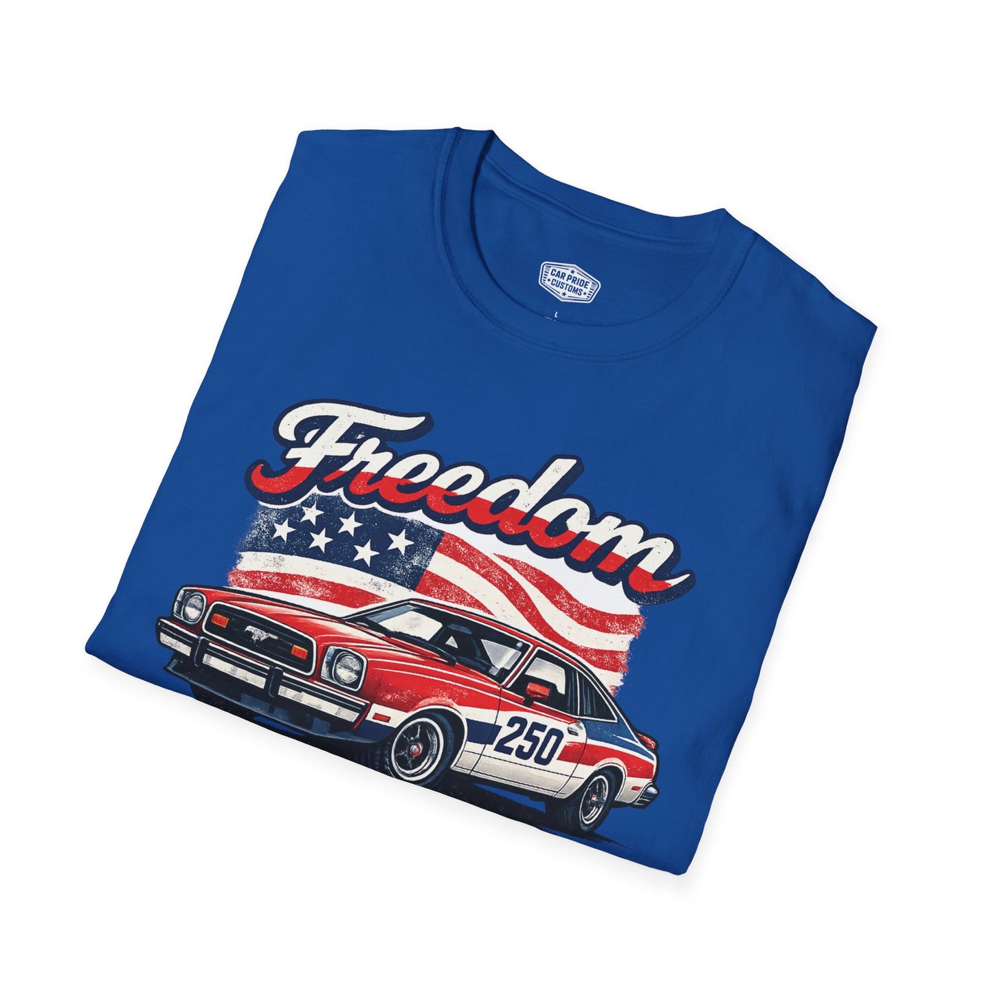 Freedom Mustang II 250 Patriotic American Muscle Car T-Shirt | Fathers Day Gift | Car Enthusiast Tee