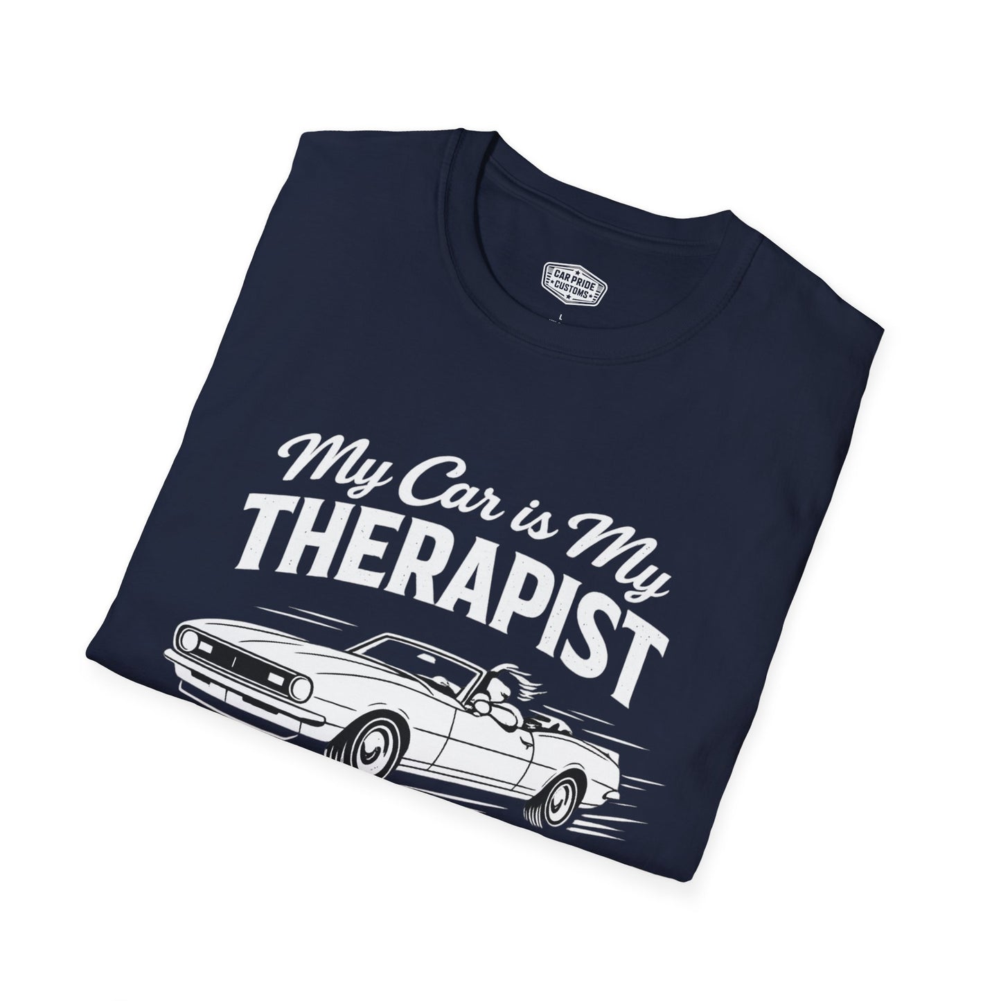 My Car is My Therapist | 1968 Chevy Camaro T-Shirt | Funny Convertible Muscle Car Graphic Tee | Classic Camaro Shirt