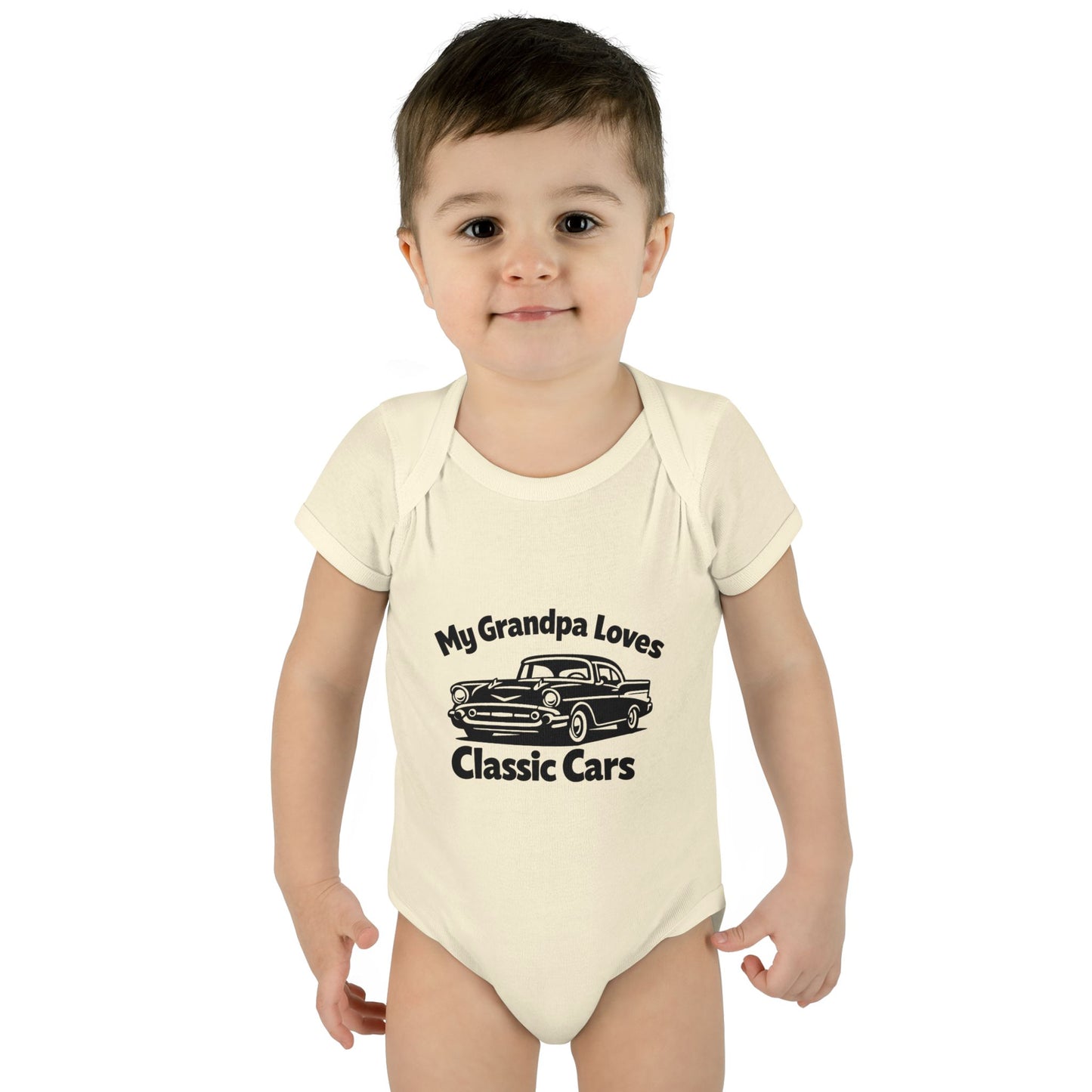 Funny Car Baby Onesie | Classic Car | Grandpa Car Lover Gift | 1957 Chevrolet Bel Air | Grandpa Likes Cars