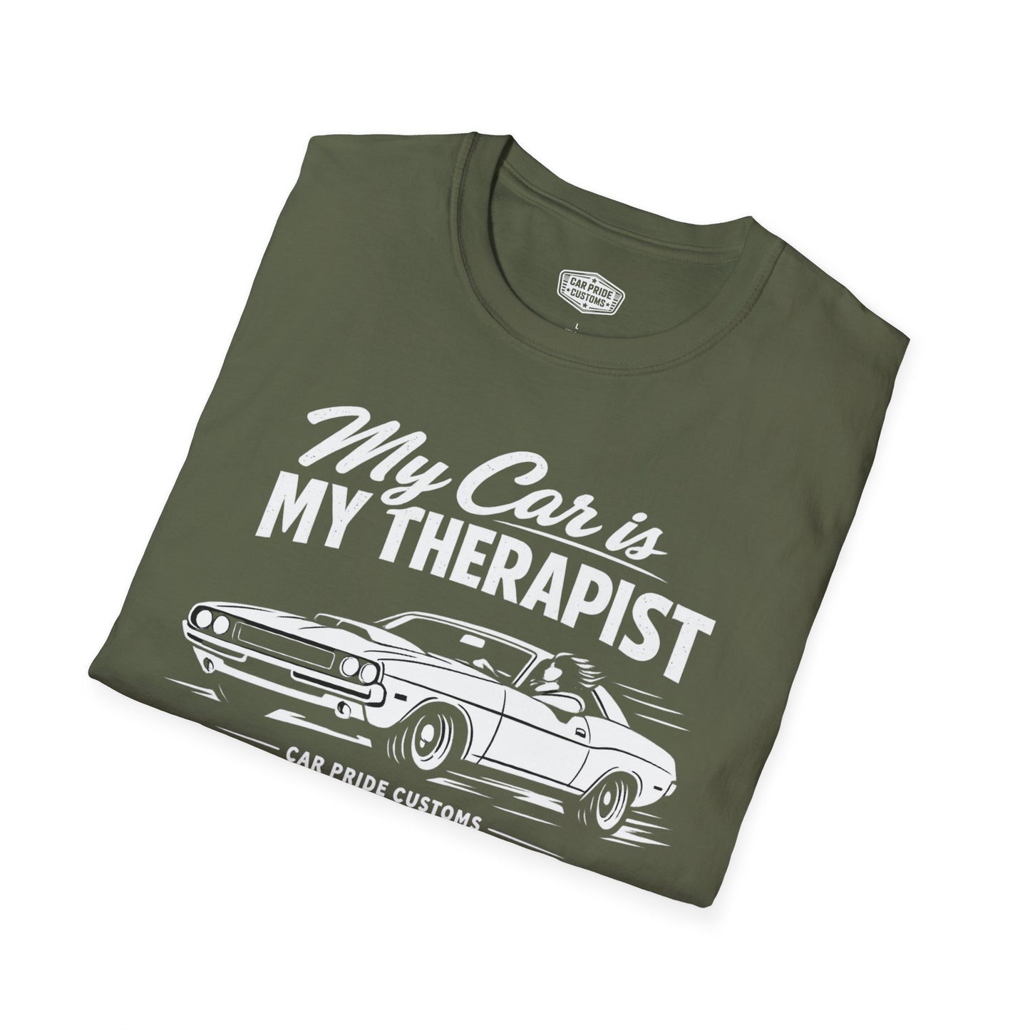 My Car is My Therapist | 1970 Dodge Challenger T-Shirt | Funny Mopar Muscle Car Graphic Tee | Classic Challenger Shirt