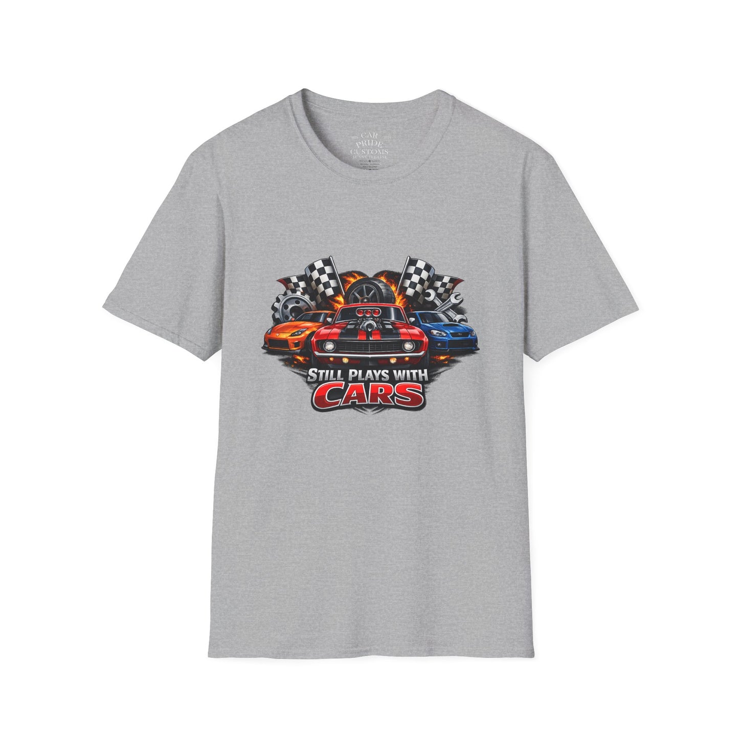 Still Plays with Cars | Funny Muscle Car T-Shirt | Fathers Day Gift for Dad | Hot Rod | Car Lover Gift