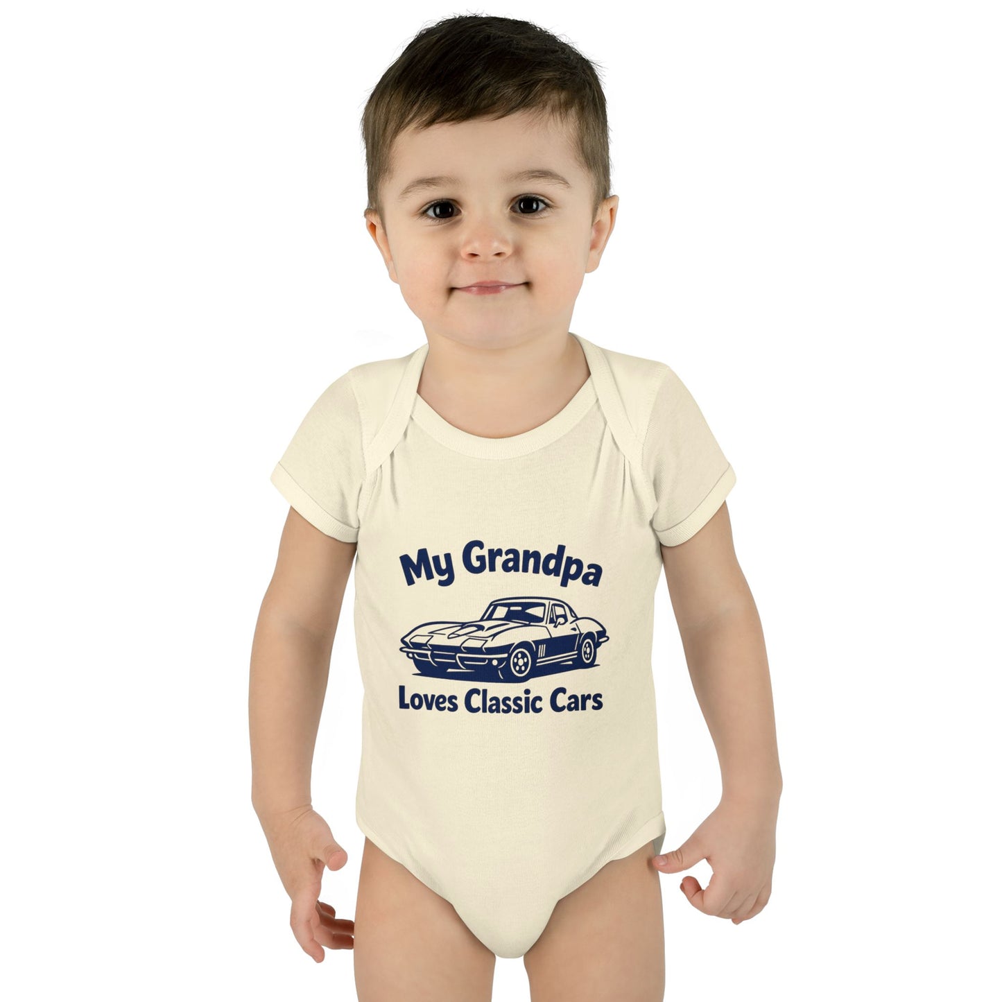 Funny Car Baby Onesie | Classic Car | Grandpa Car Lover Gift | 1967 Chevrolet Corvette | Grandpa Likes Cars