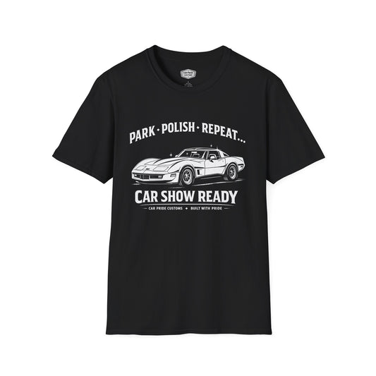 Park Polish Repeat | 1982 Corvette T-Shirt | Funny C3 Car Show Graphic Tee | Chevrolet Corvette Shirt