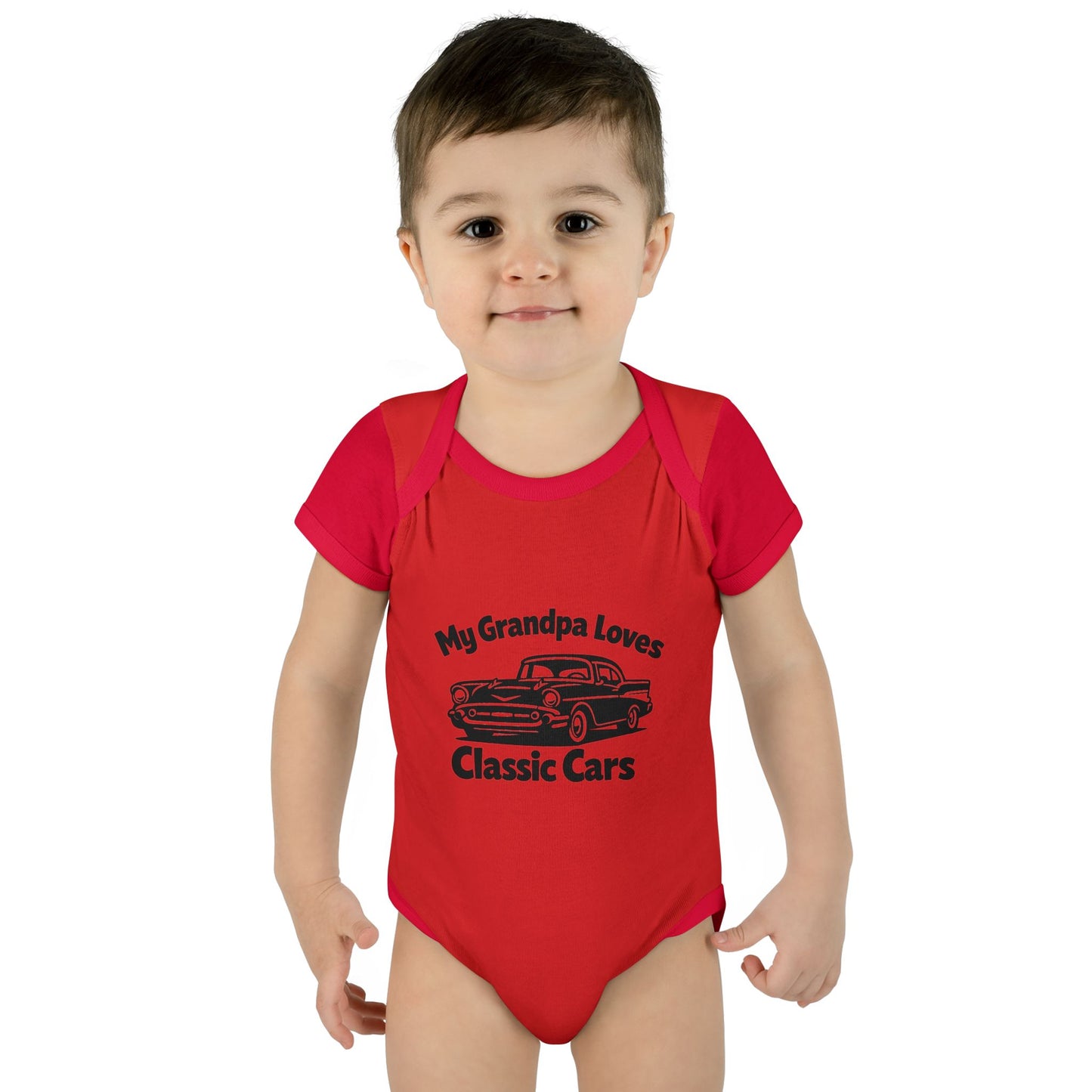 Funny Car Baby Onesie | Classic Car | Grandpa Car Lover Gift | 1957 Chevrolet Bel Air | Grandpa Likes Cars