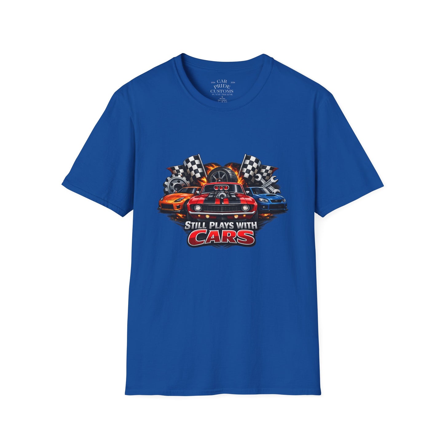 Still Plays with Cars | Funny Muscle Car T-Shirt | Fathers Day Gift for Dad | Hot Rod | Car Lover Gift