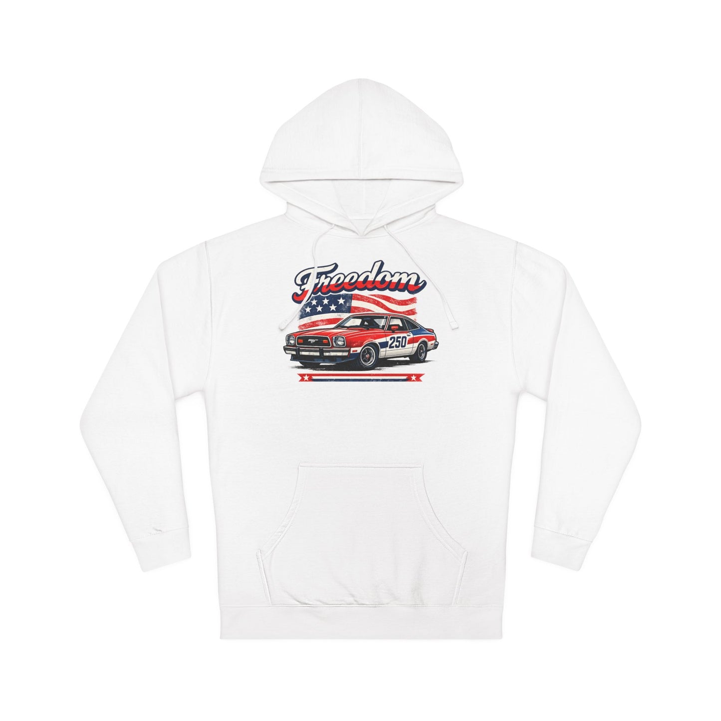 Freedom Mustang II 250 Patriotic American Muscle Car Hoodie| Fathers Day Gift | Car Enthusiast Hoodie