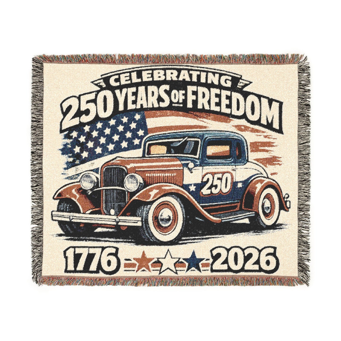 Ford Deluxe Woven Throw Americana Patriotic Blanket | Automotive Home Decor | Collector Gift | Fathers Day Gift | Car Lover Gift