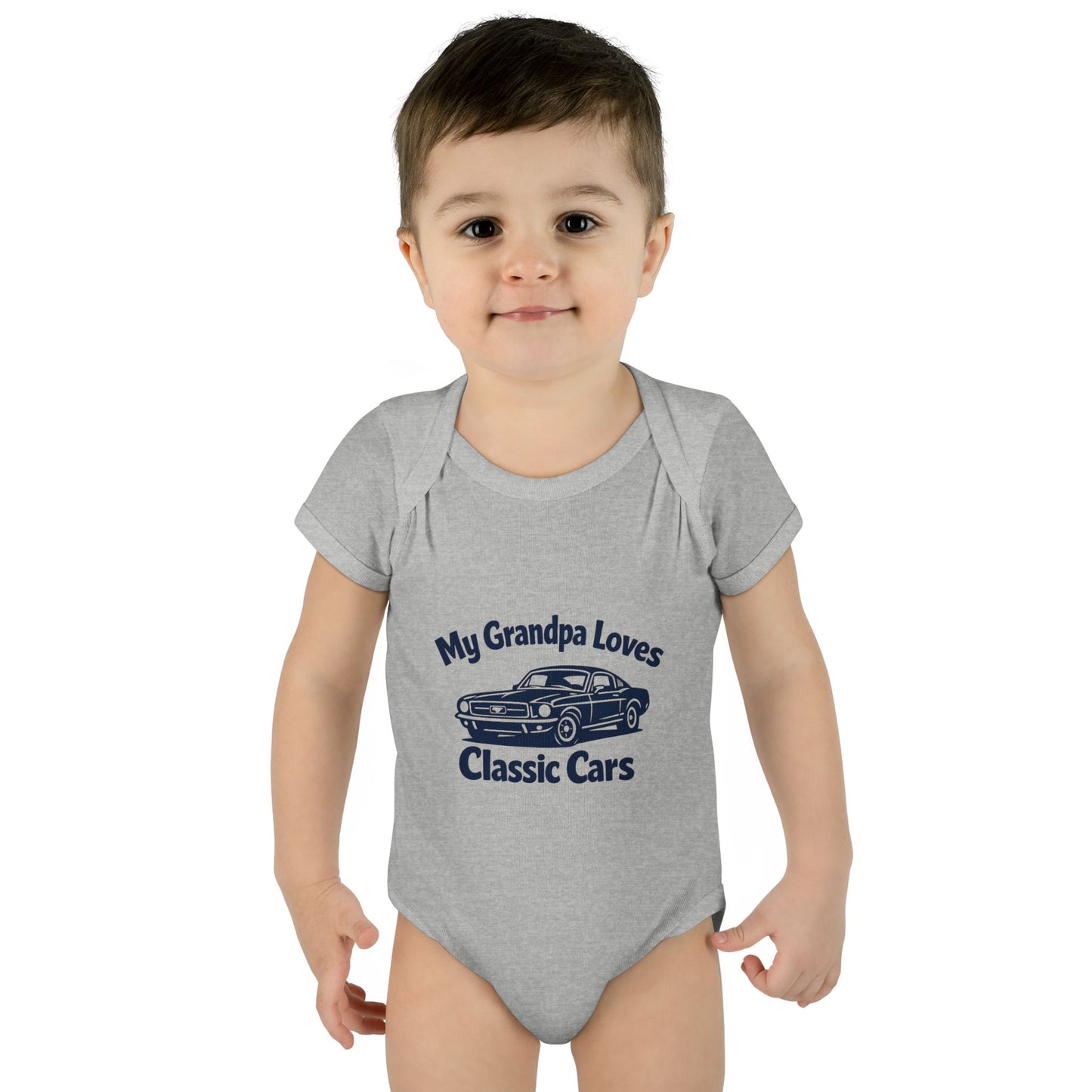 Funny Car Baby Onesie | Classic Car | Grandpa Car Lover Gift | 1968 Ford Mustang | Grandpa Likes Cars
