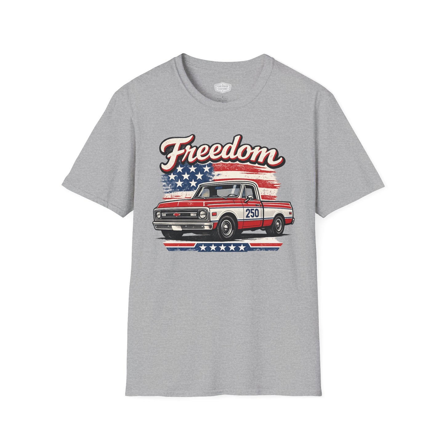 Freedom Chevy C10 Pickup 250 Patriotic American Muscle Car T-Shirt | Fathers Day Gift | Car Enthusiast Tee