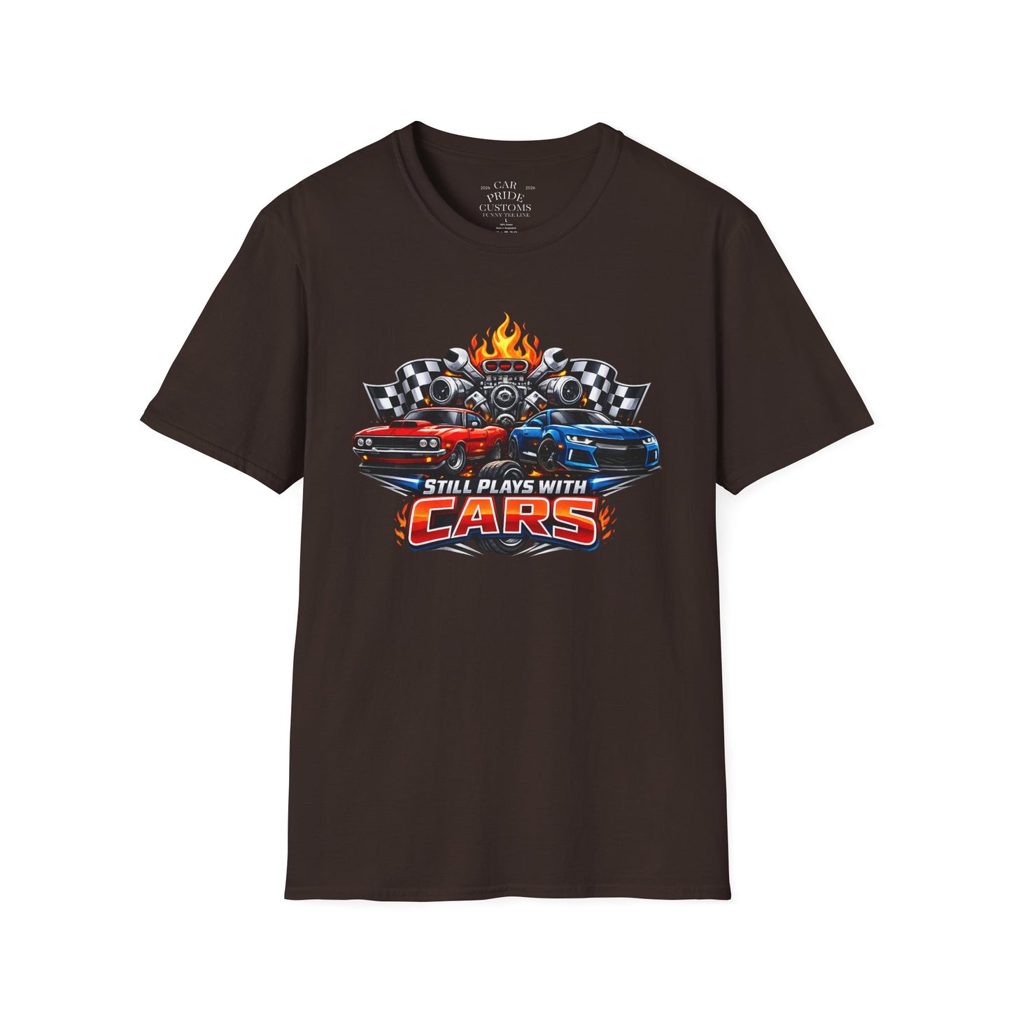 Still Plays with Cars | Funny T-Shirt | Fathers Day Gift for Dad | Muscle Car Shirt | Car Lover Gift