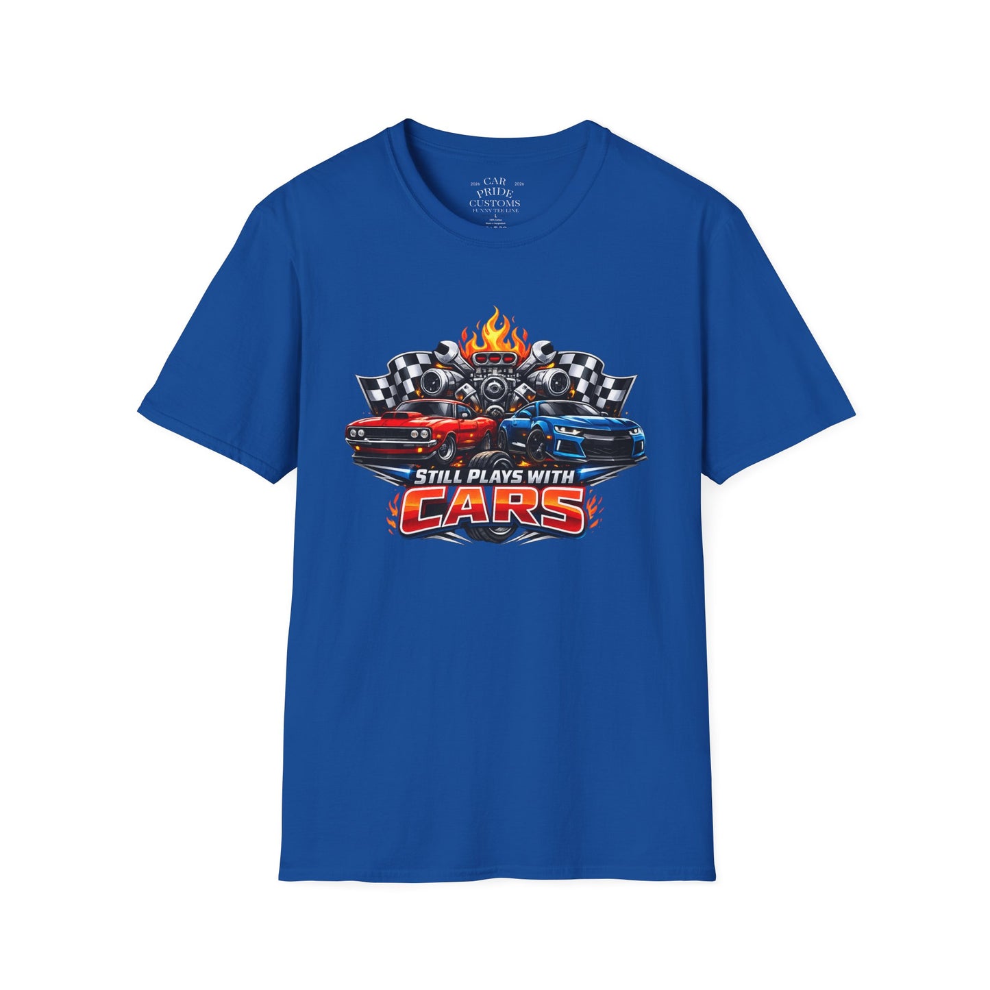 Still Plays with Cars | Funny T-Shirt | Fathers Day Gift for Dad | Muscle Car Shirt | Car Lover Gift