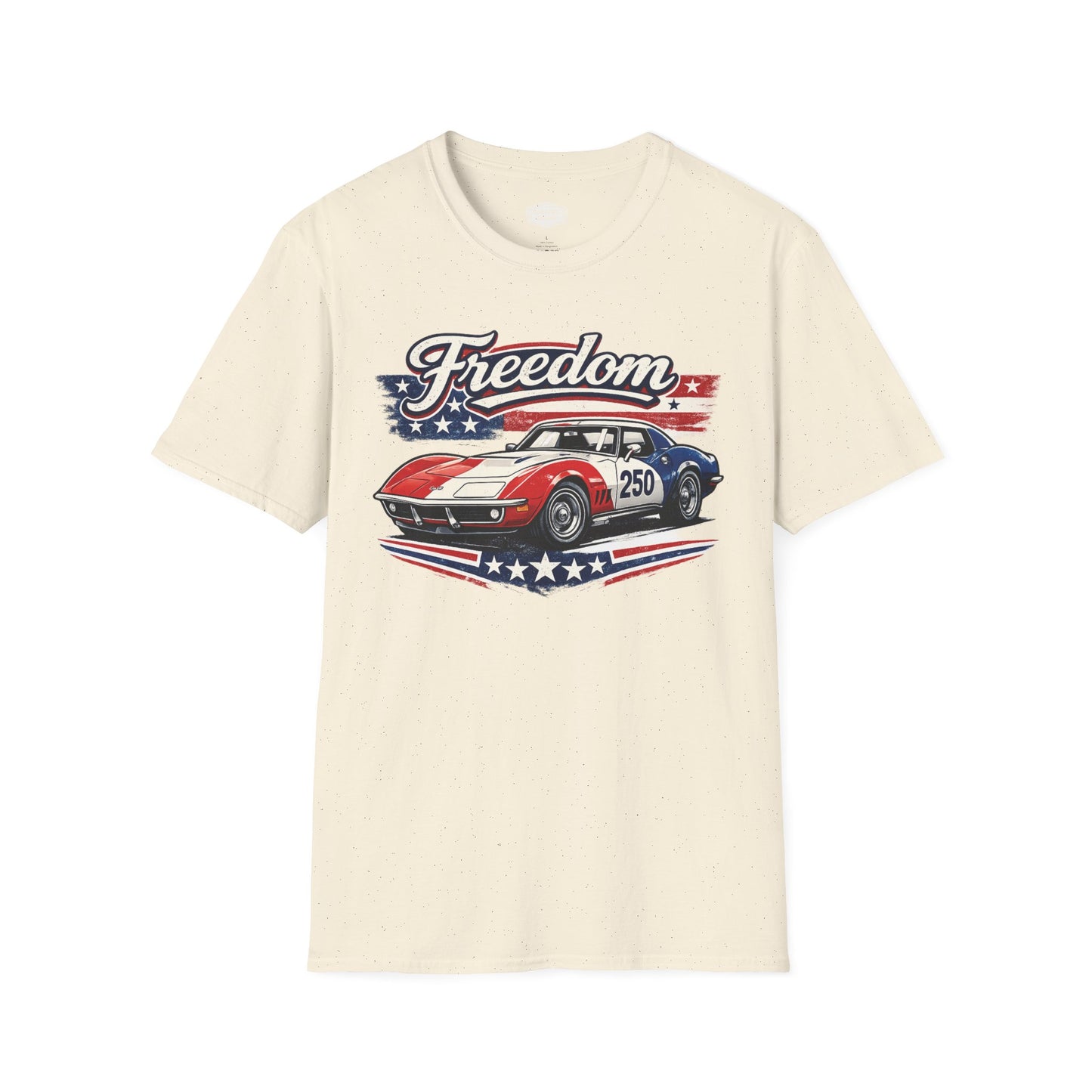 Freedom Corvette 250 Patriotic American Muscle Car T-Shirt | Fathers Day Gift | Car Enthusiast Tee