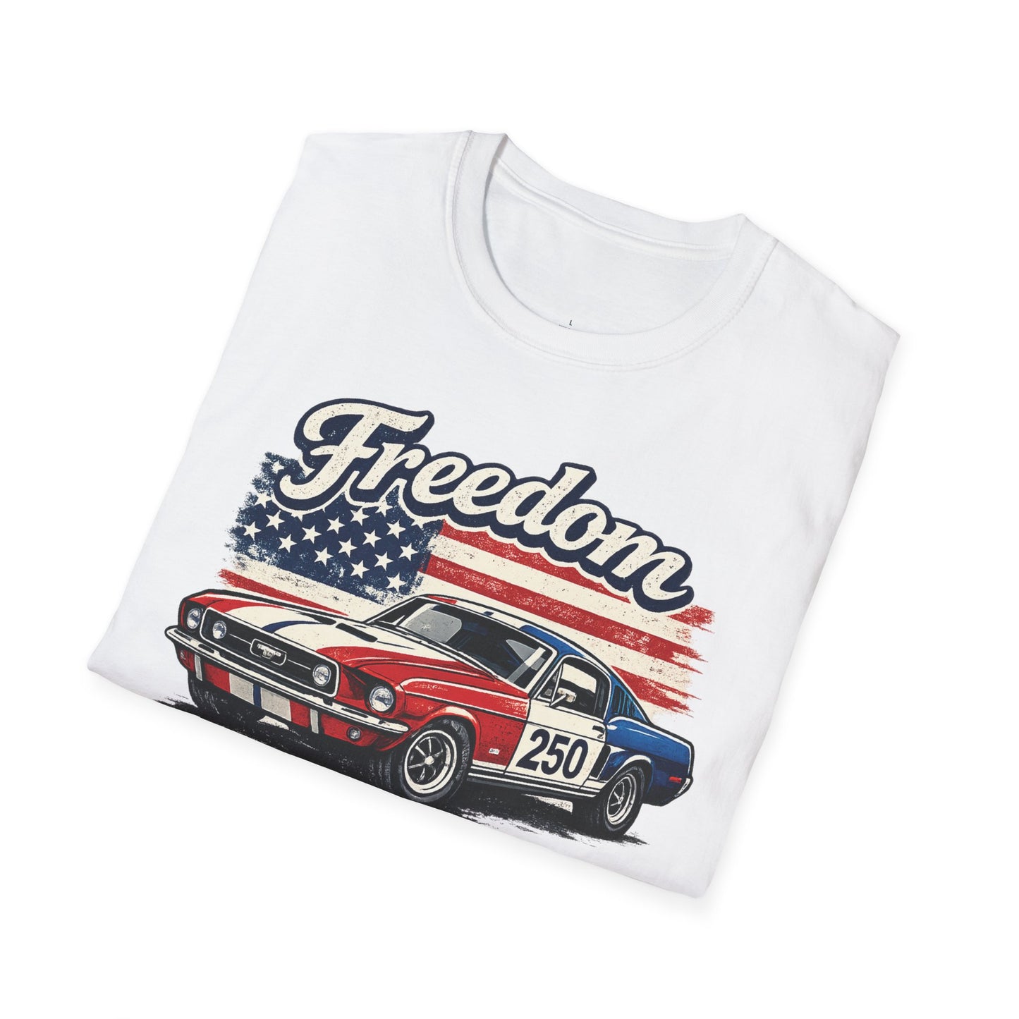 Freedom Mustang 250 Patriotic American Muscle Car T-Shirt | Fathers Day Gift | Car Enthusiast Tee