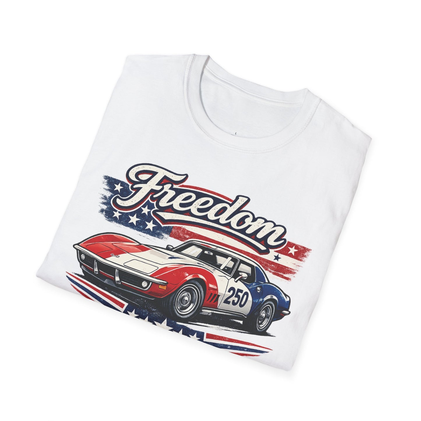 Freedom Corvette 250 Patriotic American Muscle Car T-Shirt | Fathers Day Gift | Car Enthusiast Tee