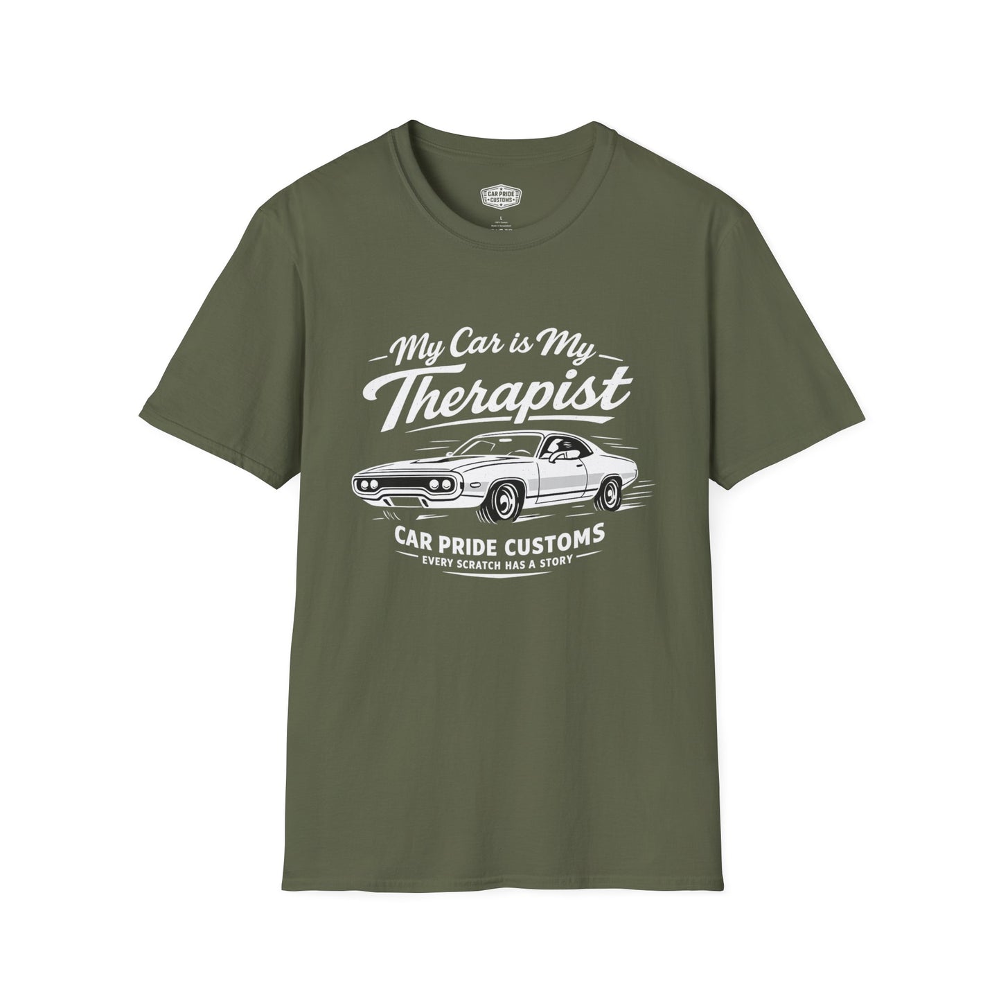 My Car is My Therapist | 1971 Plymouth Road Runner T-Shirt | Funny Muscle Car Graphic Tee | Classic Mopar Shirt