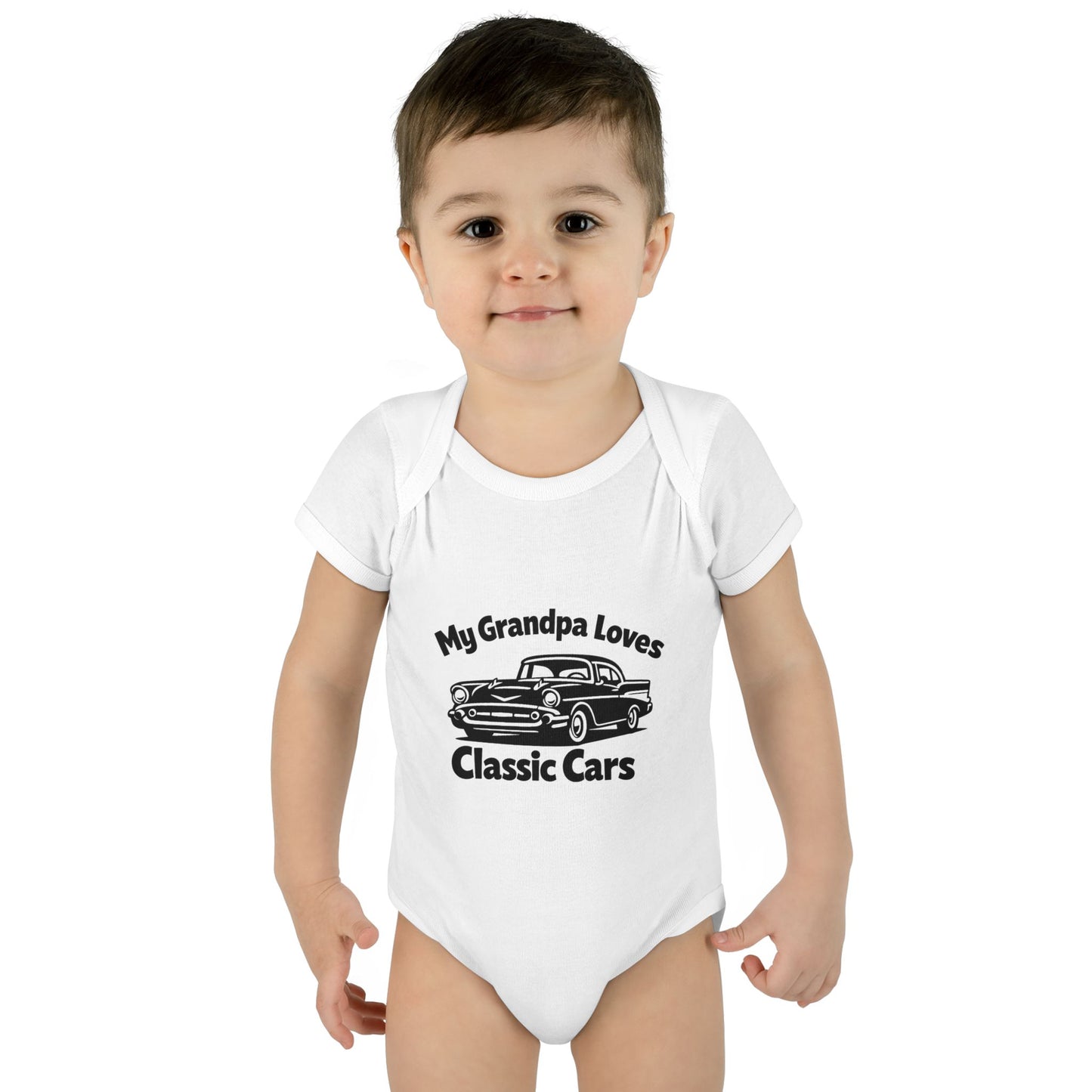 Funny Car Baby Onesie | Classic Car | Grandpa Car Lover Gift | 1957 Chevrolet Bel Air | Grandpa Likes Cars