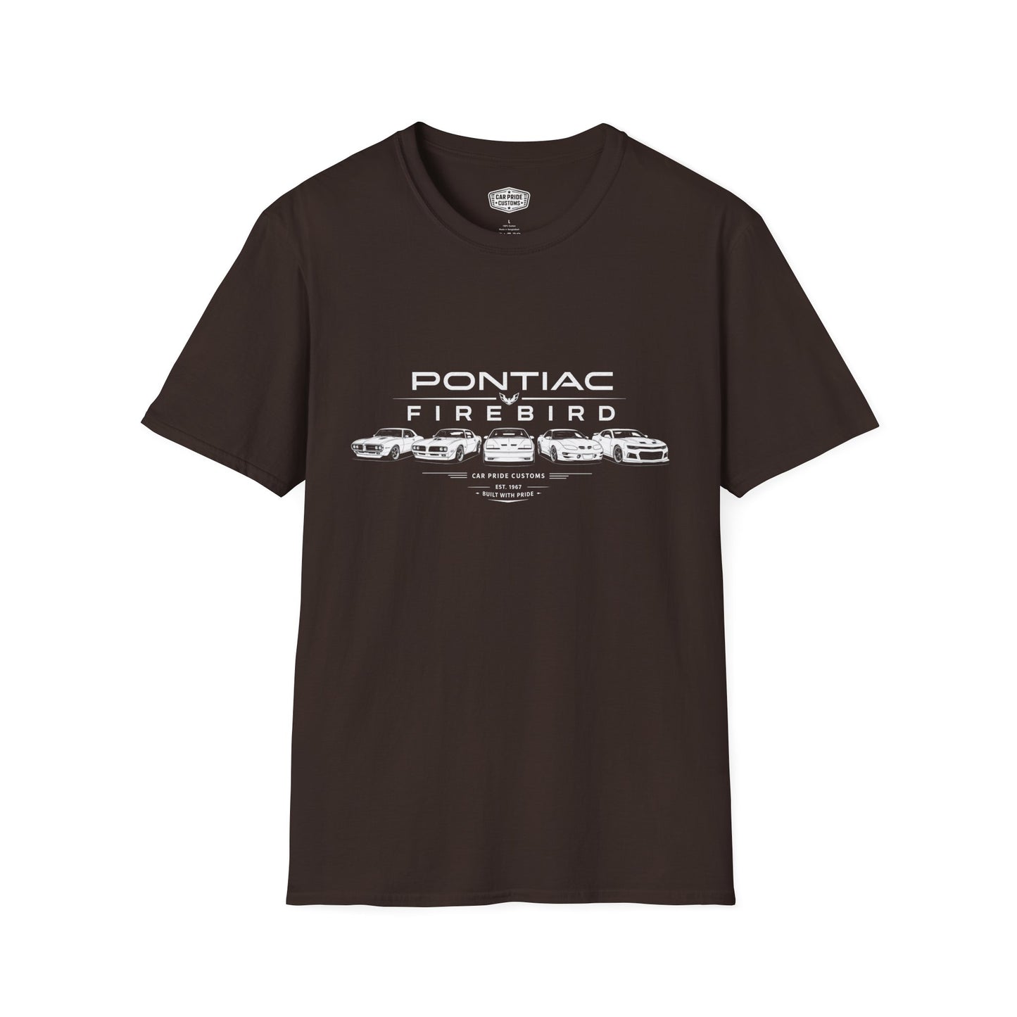 Pontiac Firebird Evolution T-Shirt | American Muscle Car Graphic Tee | Vintage Pontiac Shirt for Car Enthusiasts