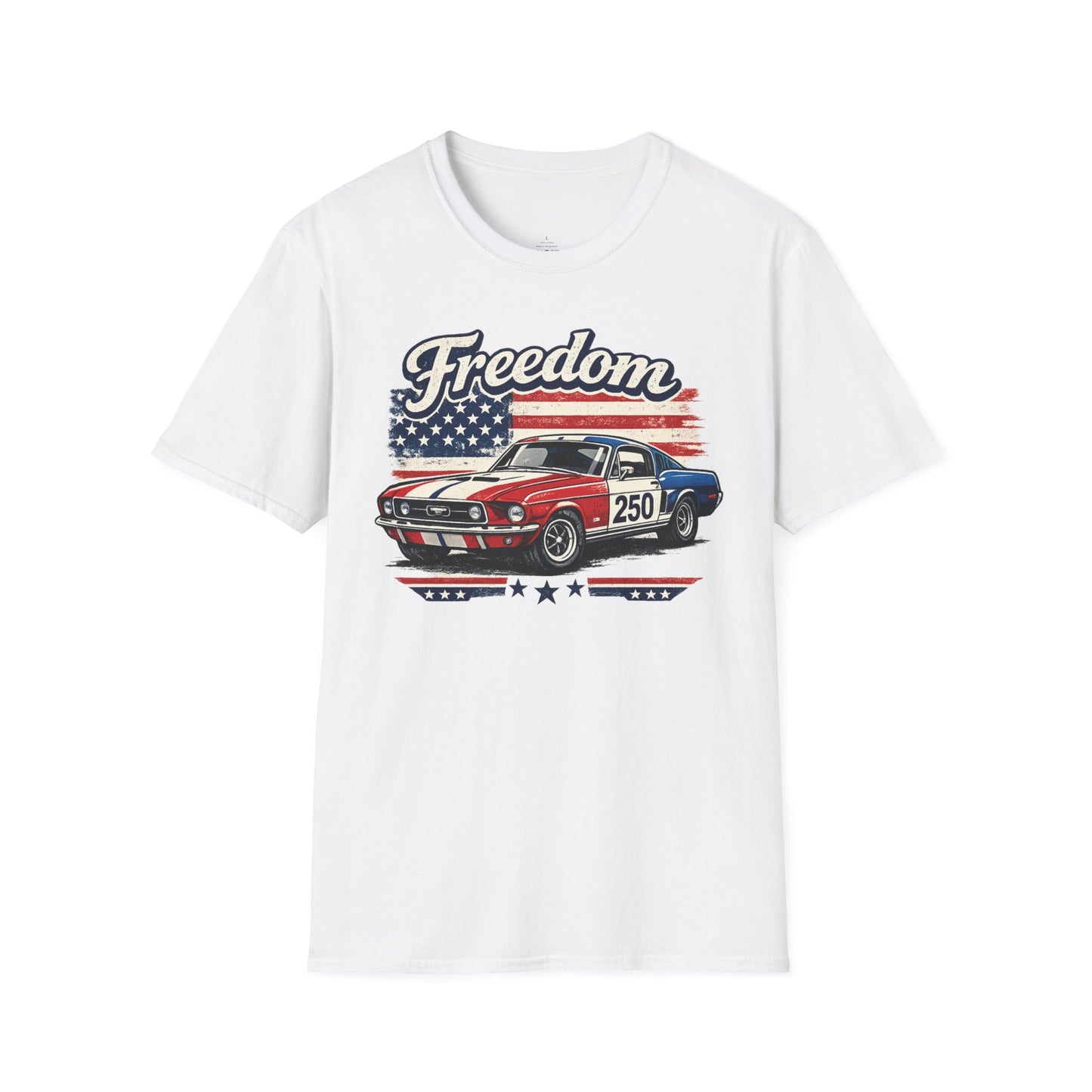 Freedom Mustang 250 Patriotic American Muscle Car T-Shirt | Fathers Day Gift | Car Enthusiast Tee