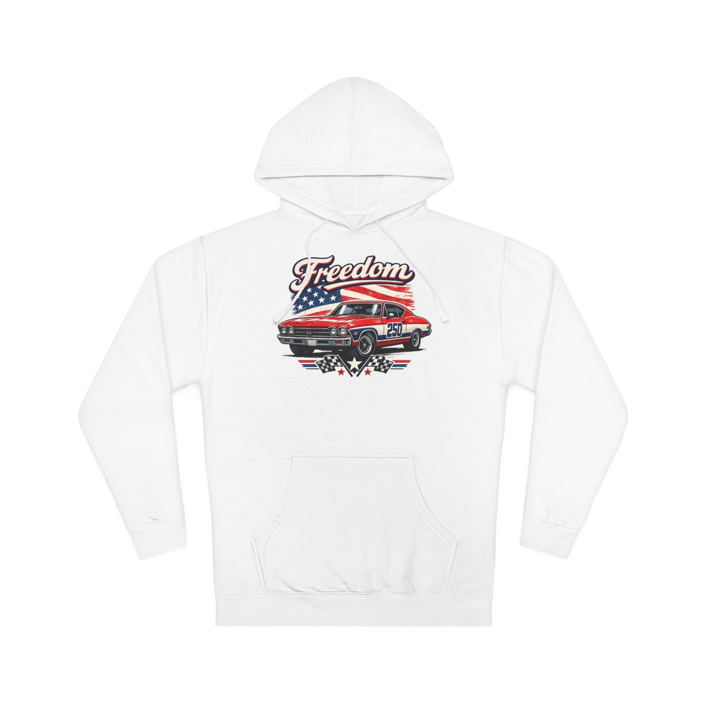 Freedom Chevelle 250 Patriotic American Muscle Car Hoodie| Fathers Day Gift | Car Enthusiast Hoodie