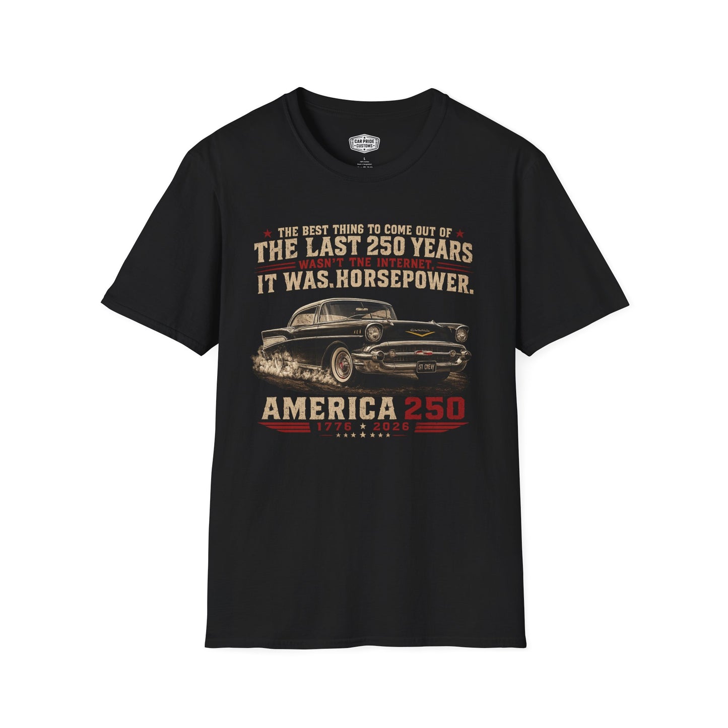 America 250 Bel Air Shirt | Horsepower Over Internet T-Shirt | Patriotic Chevy Classic Car Tee | USA 250th Anniversary Gift | Classic Car Lover Shirt