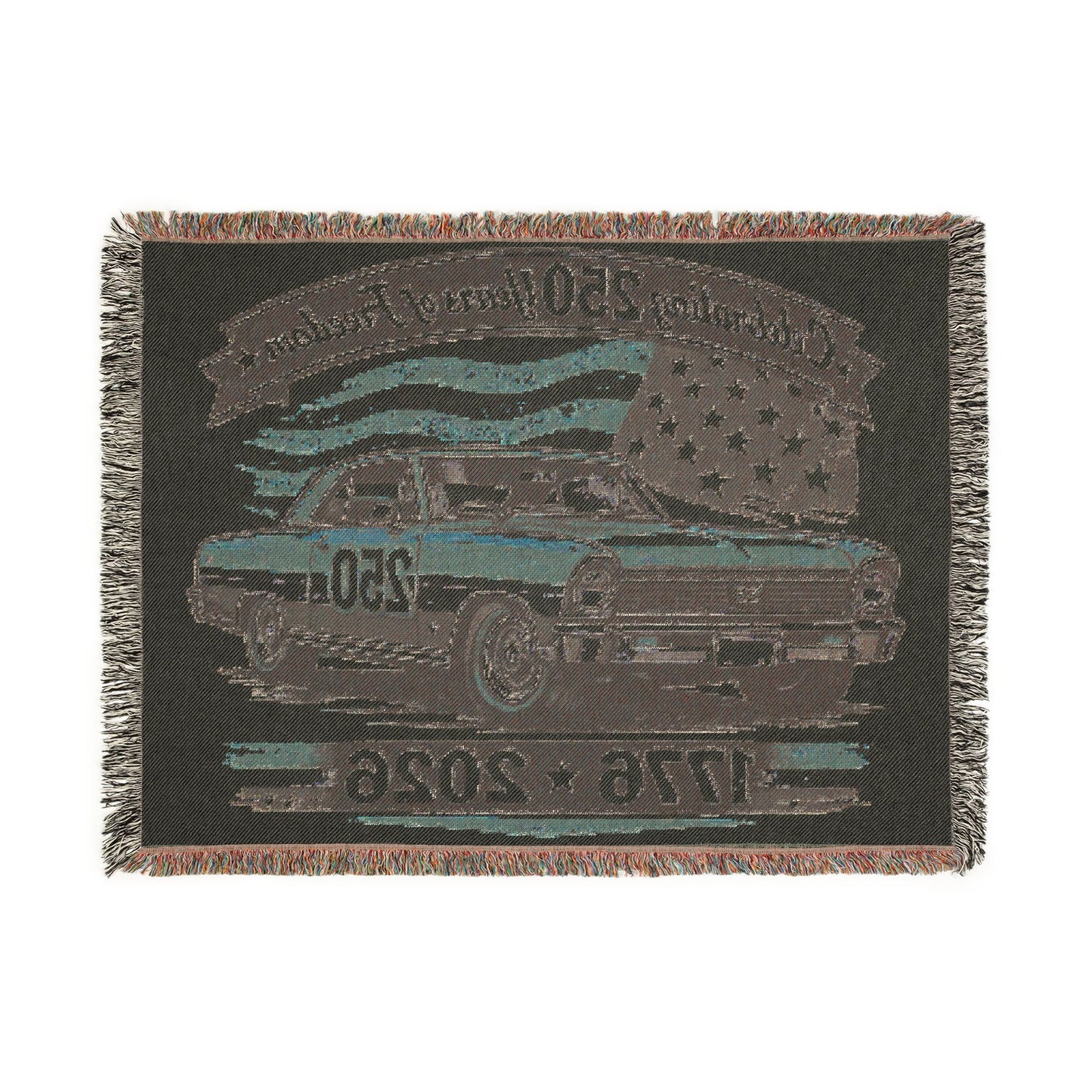 Nova Woven Throw Americana Patriotic Blanket | Automotive Home Decor | Collector Gift | Fathers Day Gift | Car Lover Gift
