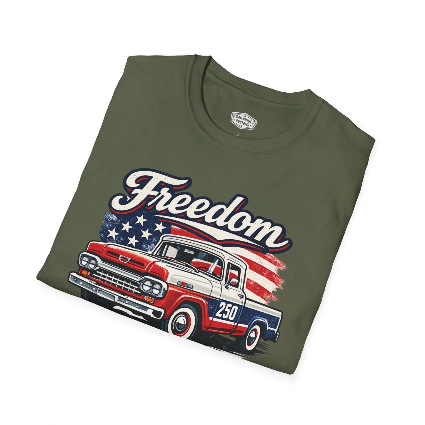 Freedom F100 Pickup 250 Patriotic American Muscle Car T-Shirt | Fathers Day Gift | Car Enthusiast Tee