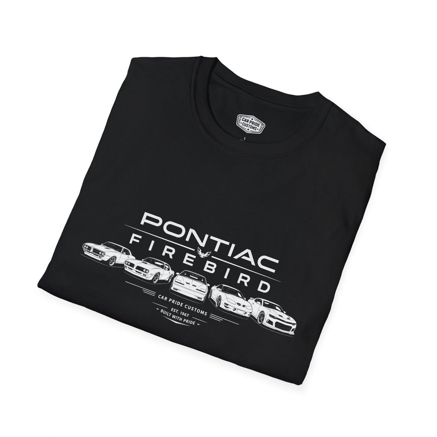 Pontiac Firebird Evolution T-Shirt | American Muscle Car Graphic Tee | Vintage Pontiac Shirt for Car Enthusiasts
