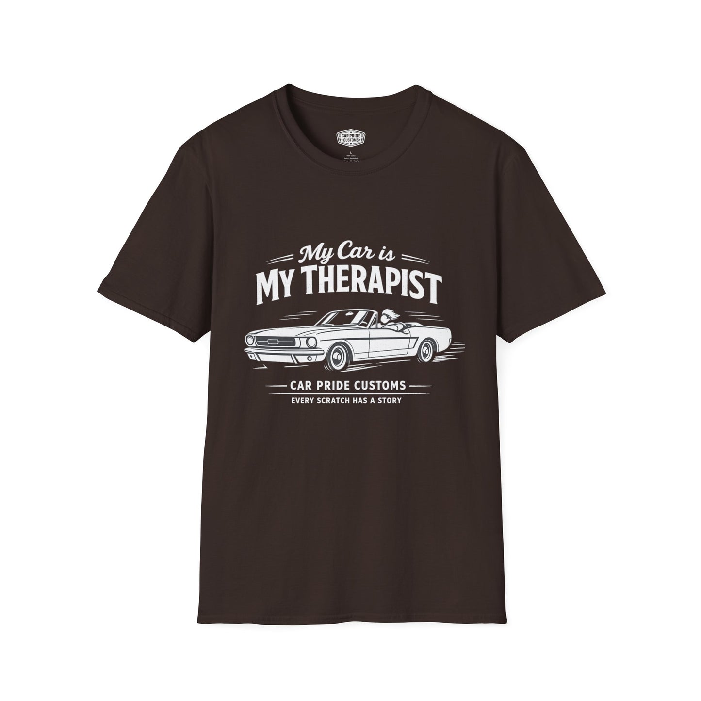 My Car is My Therapist | 1966 Ford Mustang Convertible T-Shirt | Funny Pony Car Graphic Tee | Classic Mustang Shirt