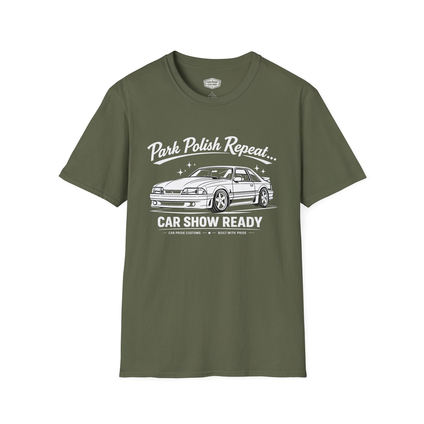Park Polish Repeat | 1993 Ford Mustang SVT Cobra T-Shirt | Funny Fox Body Car Show Graphic Tee | Mustang Shirt