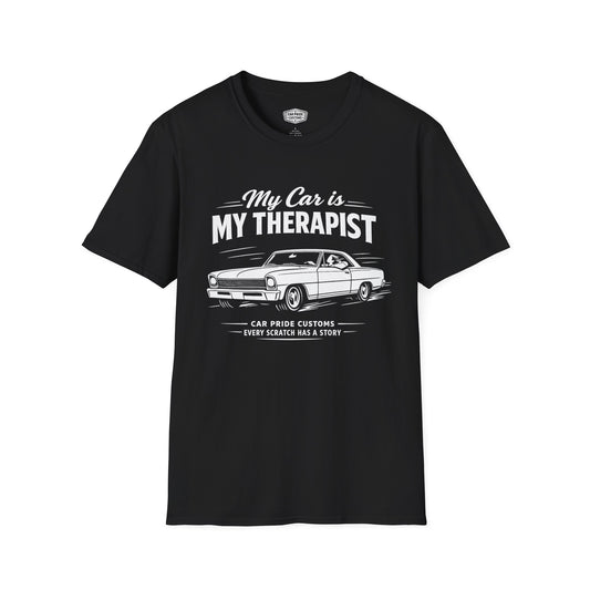 My Car is My Therapist | 1966 Chevy Nova T-Shirt | Funny Classic Muscle | Car Graphic Tee | Chevrolet Shirt