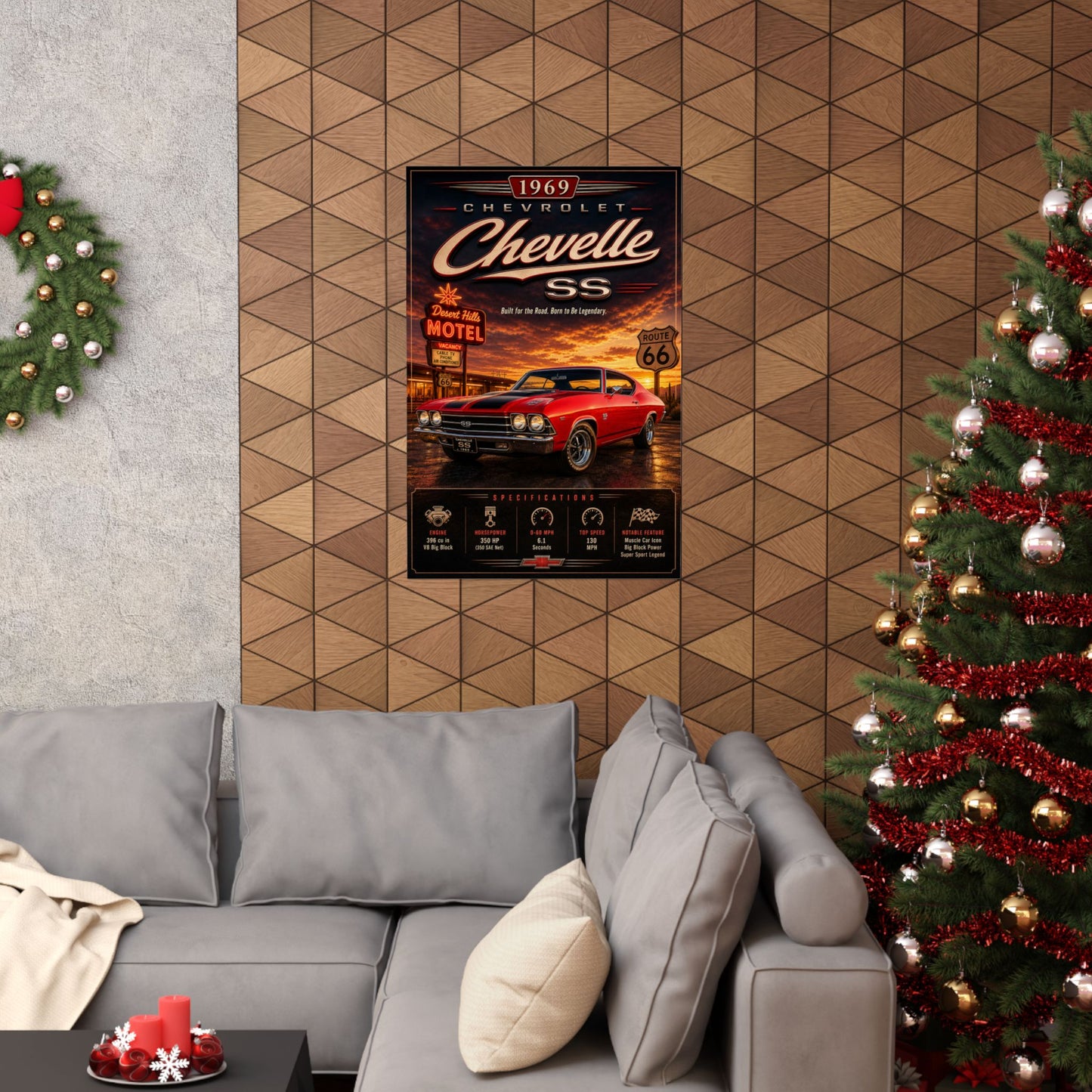 1969 Chevelle SS Poster | Classic Chevrolet Muscle Car Wall Art | Vintage Chevelle Print | Route 66 Poster | Car Enthusiast Gift