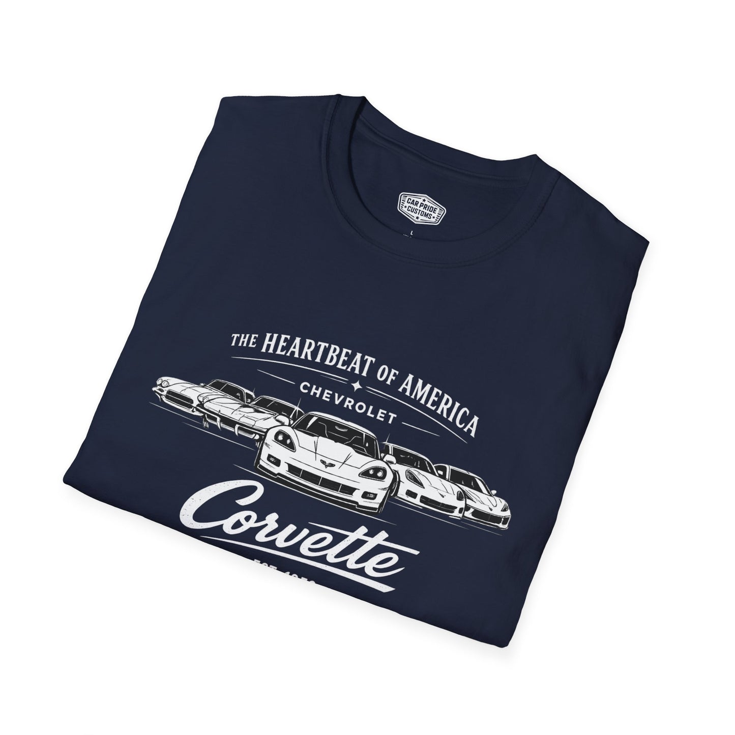 Chevrolet Corvette Evolution T-Shirt | Heartbeat of America Corvette Graphic Tee | Classic Sports Car Shirt