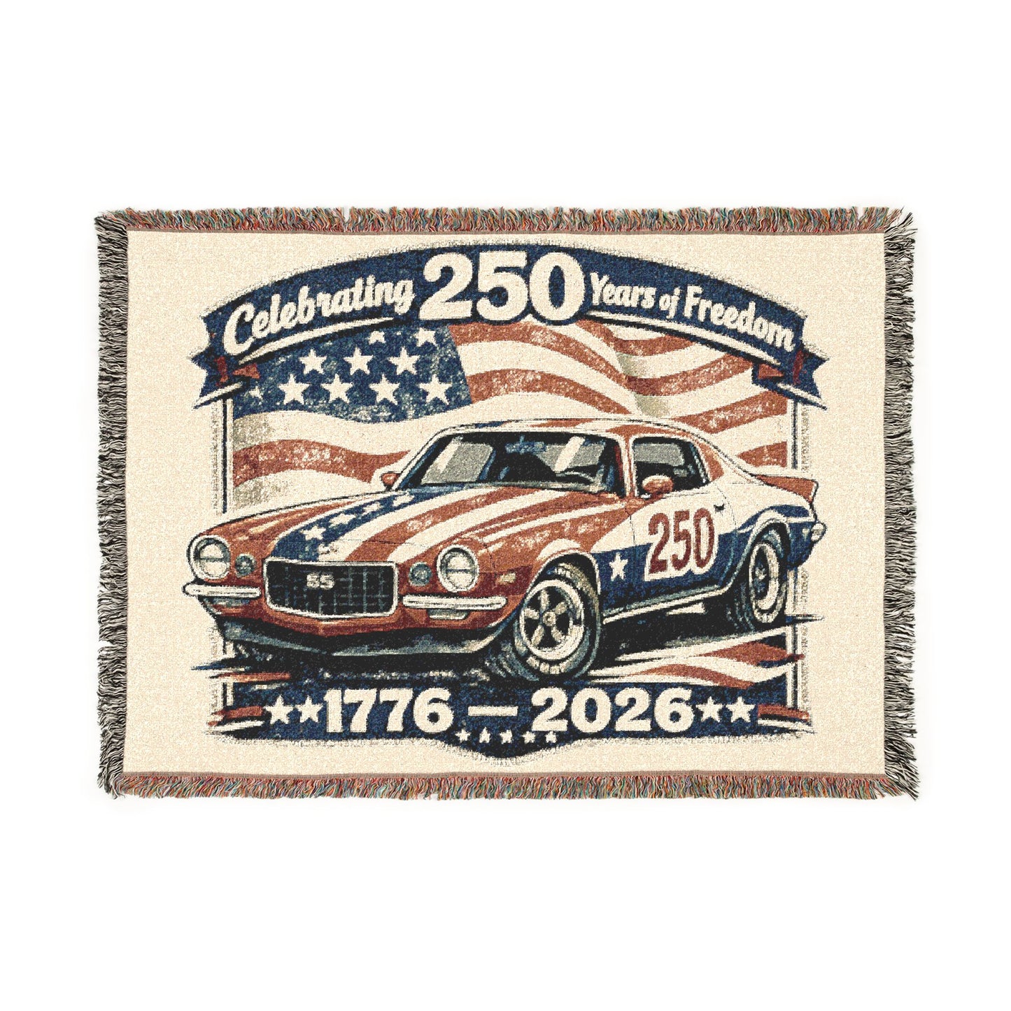 Camaro SS Woven Throw Americana Patriotic Blanket | Automotive Home Decor | Collector Gift | Fathers Day Gift | Car Lover Gift