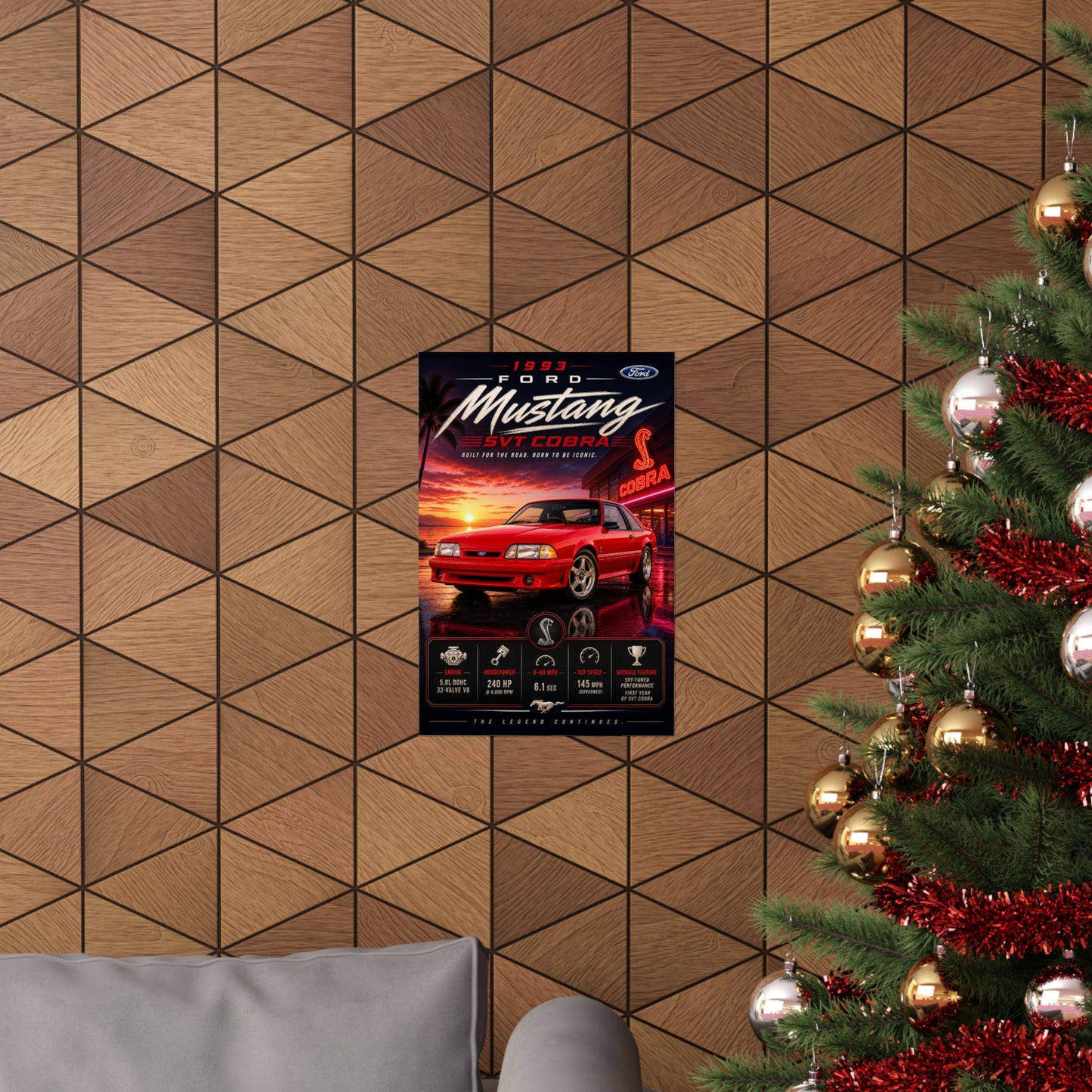 1993 Ford Mustang SVT Cobra Poster | Foxbody Mustang Wall Art | Classic Ford Muscle Car Print | Cobra Car Poster | Car Enthusiast Gift