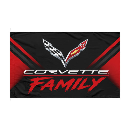 Corvette Family Flag | Corvette Racing Banner | Sports Car Garage Decor| 60"x36"