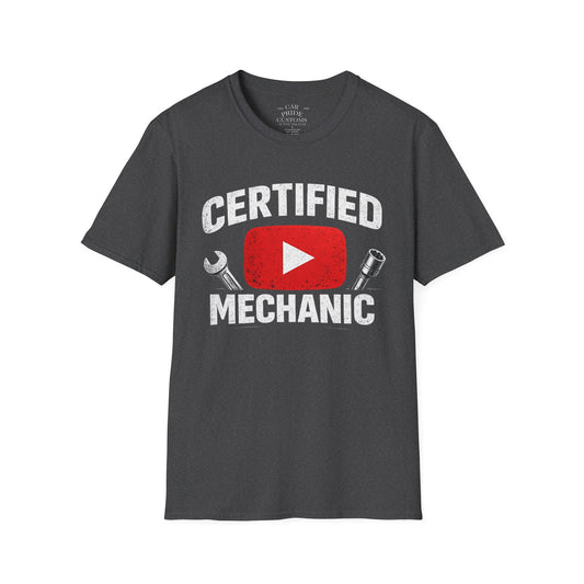 Certified Mechanic Red Logo | Funny Car Lover T-Shirt | Fathers Day Gift for Dad | YouTube | Car Lover Gift