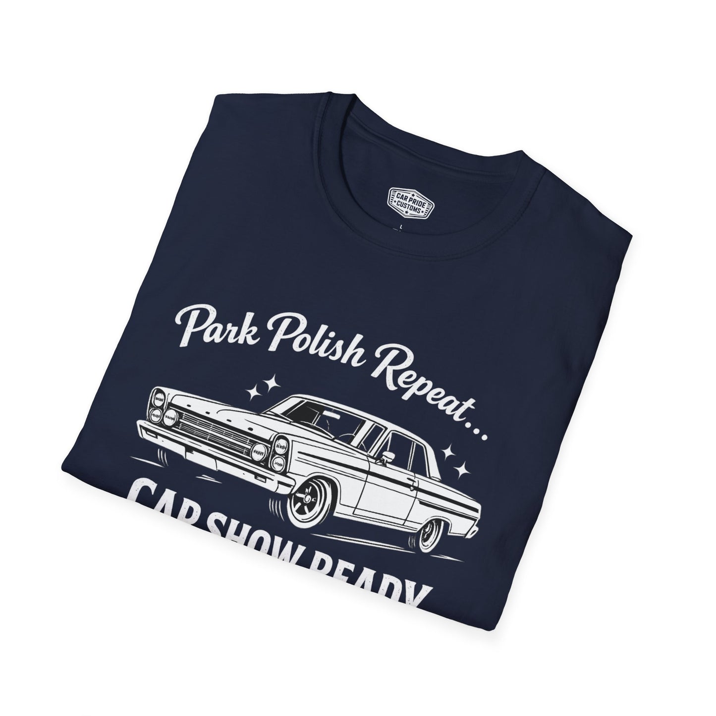 Park Polish Repeat | 1965 Ford Fairlane 500 T-Shirt | Funny Classic Ford Car Show Graphic Tee | Fairlane Shirt