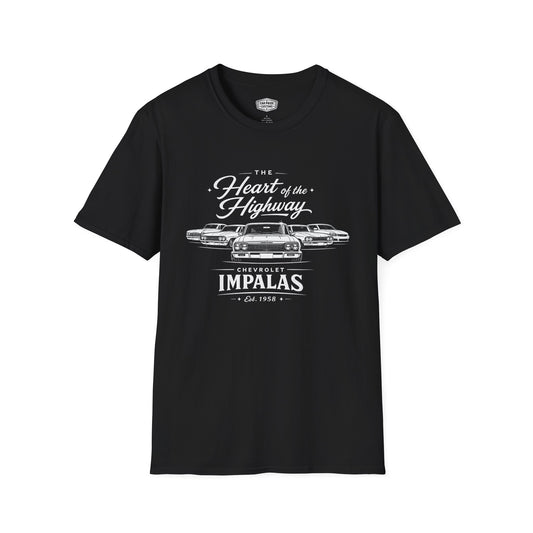 Chevy Impala Evolution T-Shirt | Heart of the Highway Chevrolet Graphic Tee | Classic Impala Muscle Car Shirt