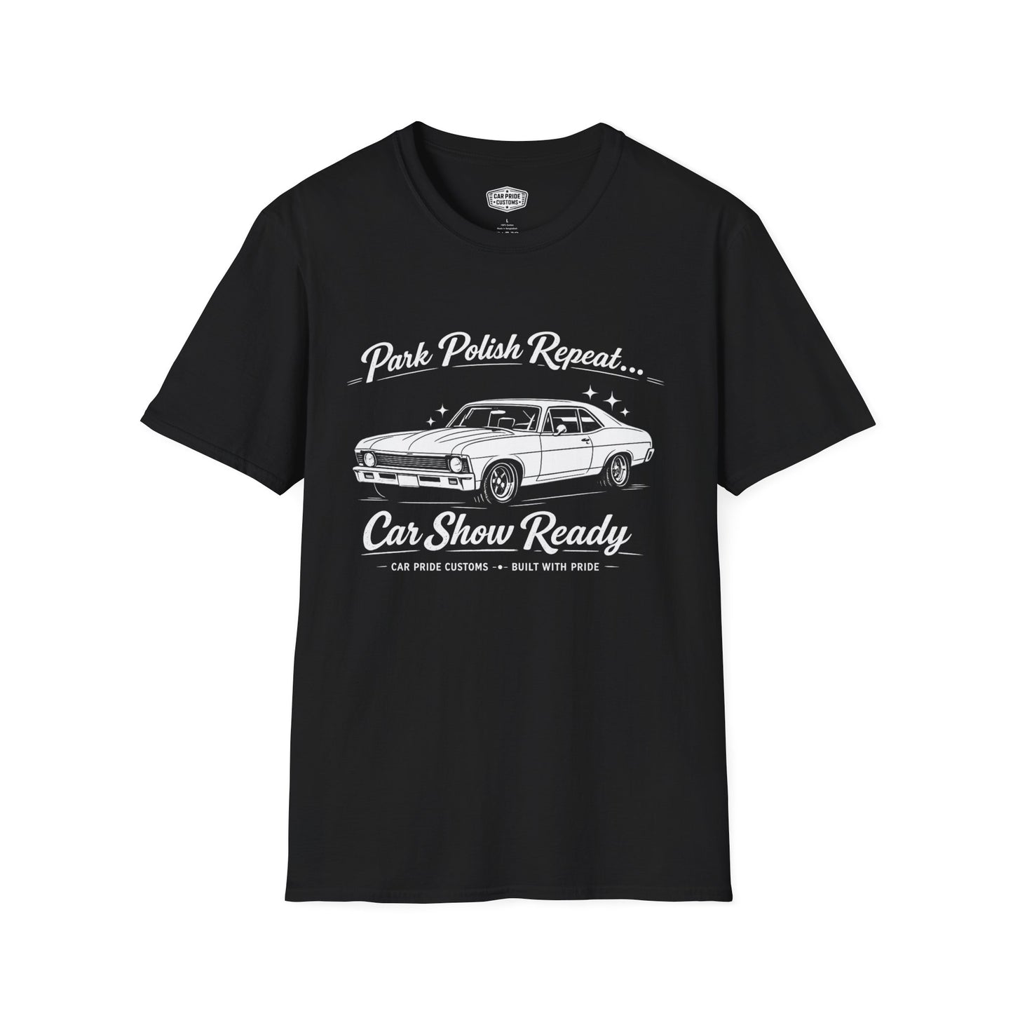 Park Polish Repeat | 1969 Chevy Nova T-Shirt | Funny Classic Muscle | Car Show Graphic Tee | Chevrolet Shirt