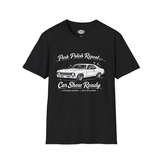 Park Polish Repeat | 1969 Chevy Nova T-Shirt | Funny Classic Muscle | Car Show Graphic Tee | Chevrolet Shirt
