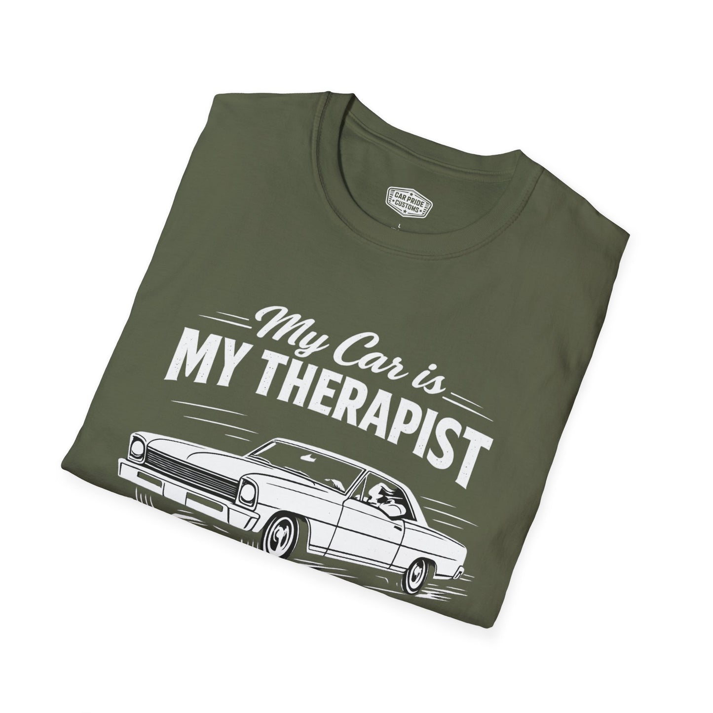 My Car is My Therapist | 1966 Chevy Nova T-Shirt | Funny Classic Muscle | Car Graphic Tee | Chevrolet Shirt