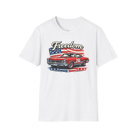 Freedom GTO 250 Patriotic American Muscle Car T-Shirt | Fathers Day Gift | Car Enthusiast Tee