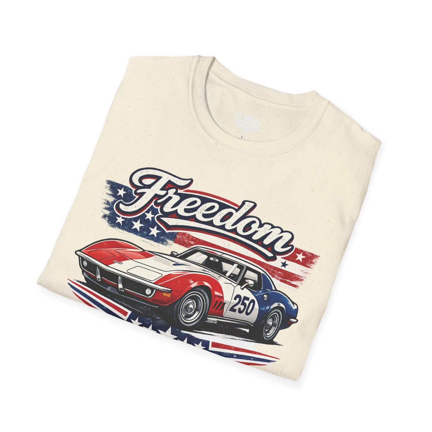 Freedom Corvette 250 Patriotic American Muscle Car T-Shirt | Fathers Day Gift | Car Enthusiast Tee