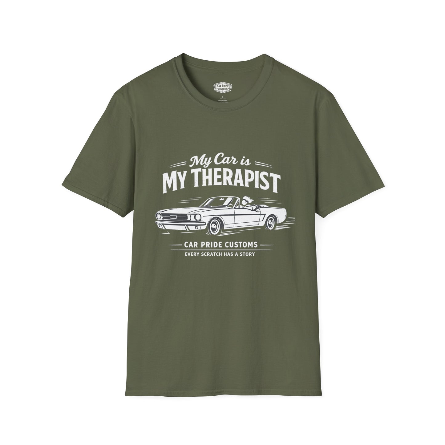 My Car is My Therapist | 1966 Ford Mustang Convertible T-Shirt | Funny Pony Car Graphic Tee | Classic Mustang Shirt