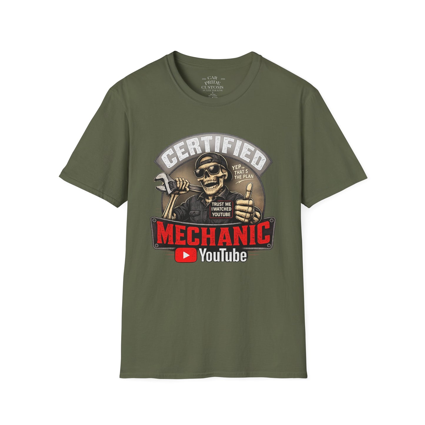 Certified Mechanic Skull T-Shirt | Funny Car Lover T-Shirt | Fathers Day Gift for Dad | Hot Rod | Car Lover Gift