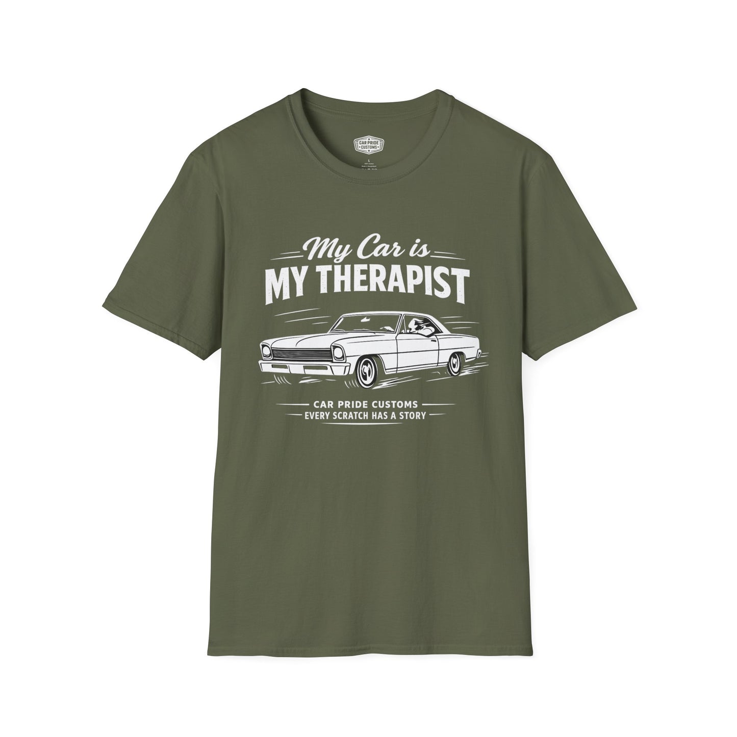 My Car is My Therapist | 1966 Chevy Nova T-Shirt | Funny Classic Muscle | Car Graphic Tee | Chevrolet Shirt
